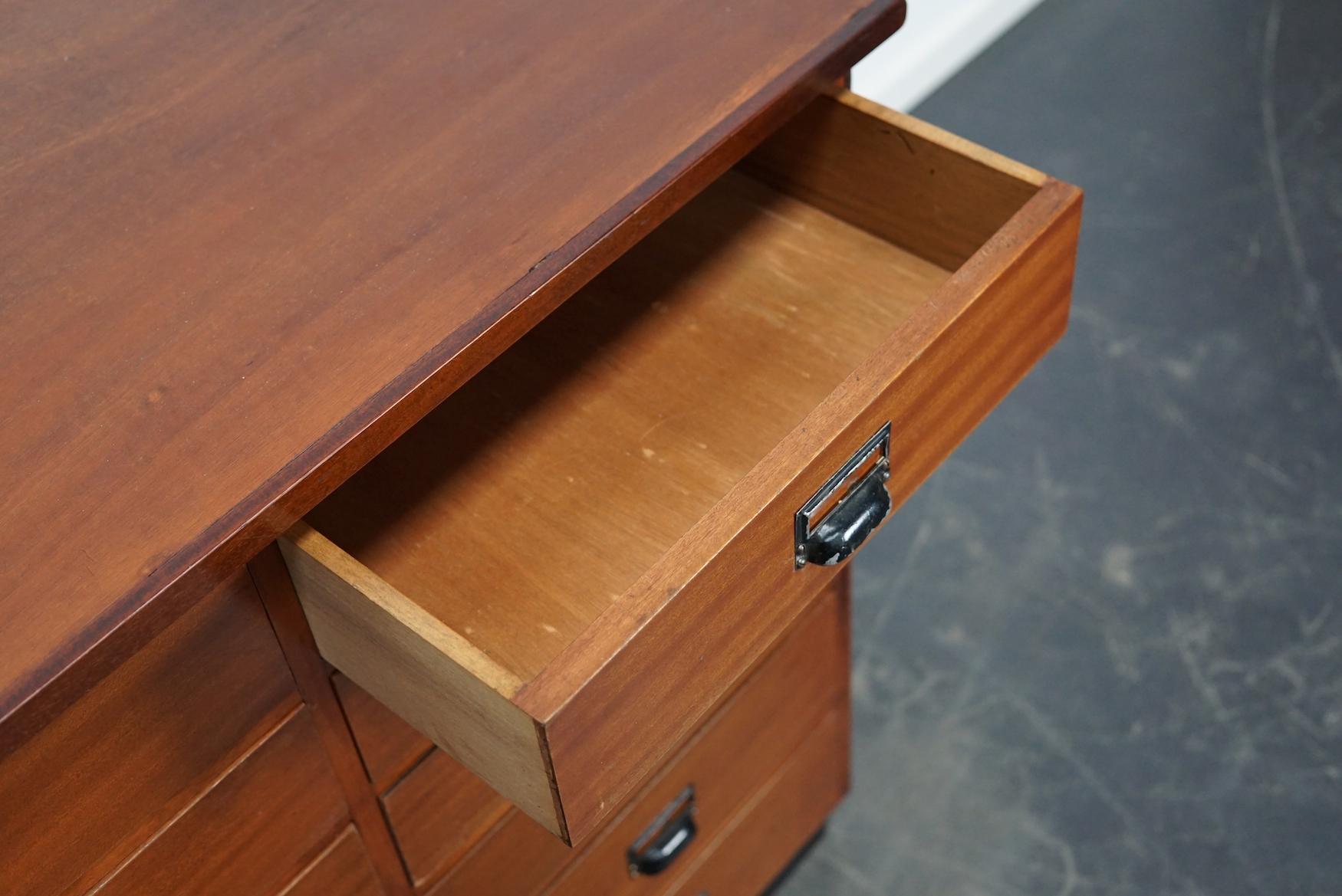  Dutch Industrial Mahogany Apothecary Cabinet, Mid-20th Century For Sale 12