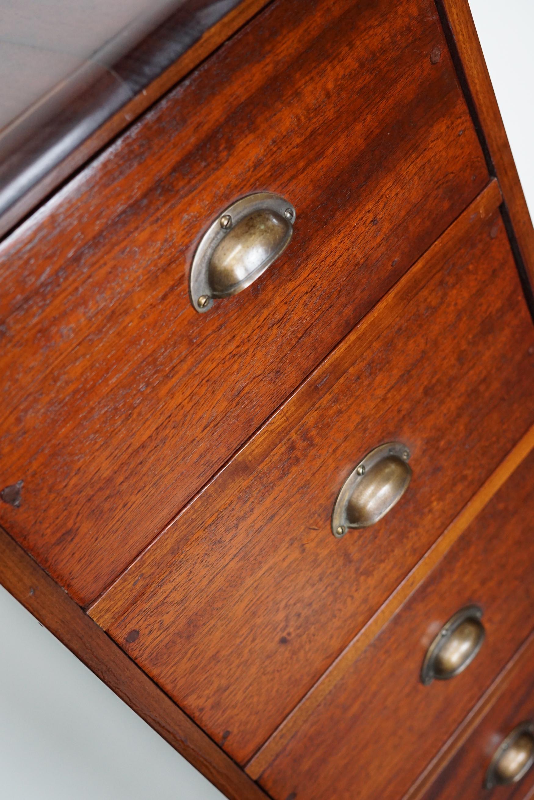 Dutch Industrial Mahogany Apothecary Cabinet, Mid-20th Century For Sale 3