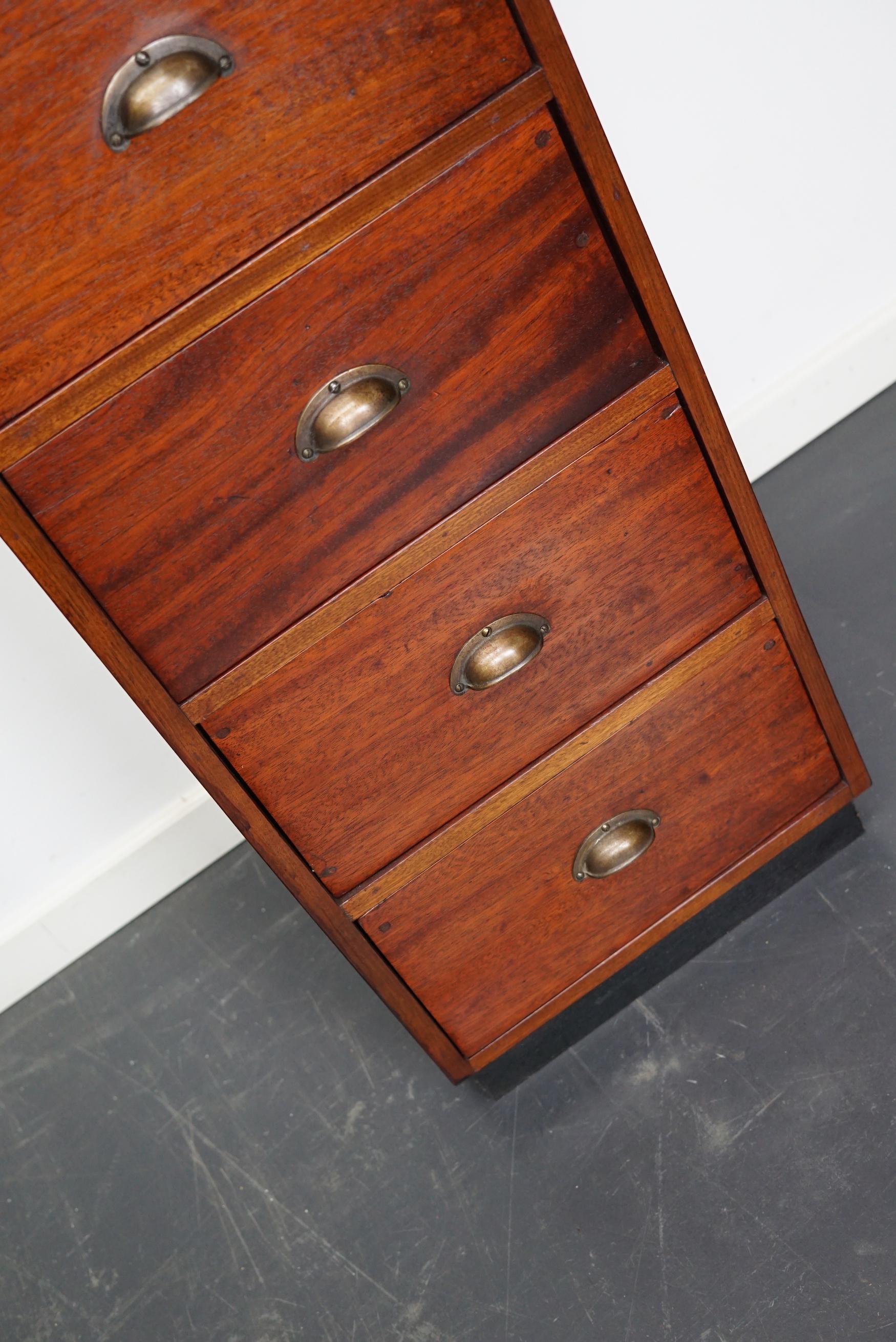Dutch Industrial Mahogany Apothecary Cabinet, Mid-20th Century For Sale 6