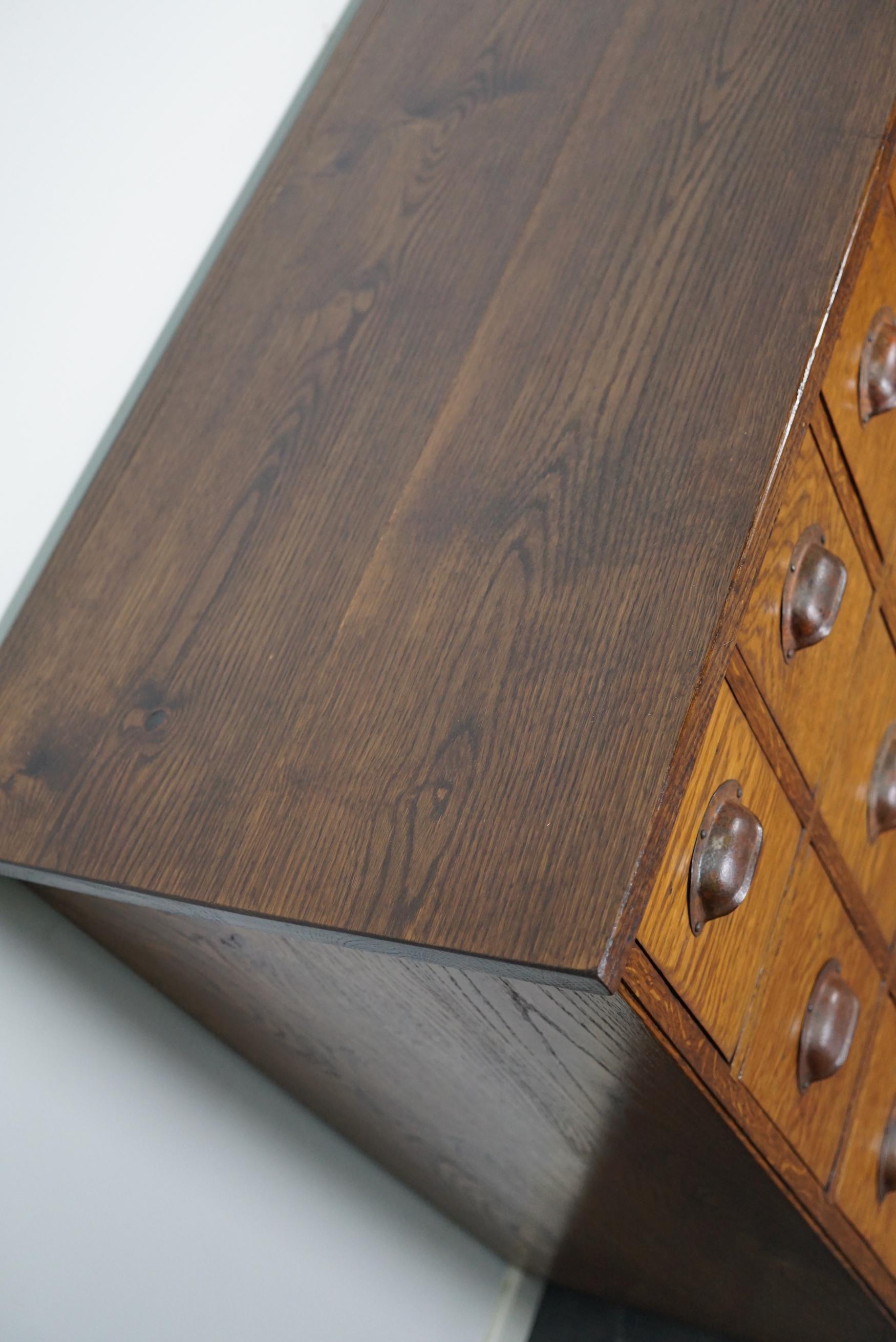 Dutch Industrial Oak Apothecary Cabinet / Bank of Drawers, 1940s 1