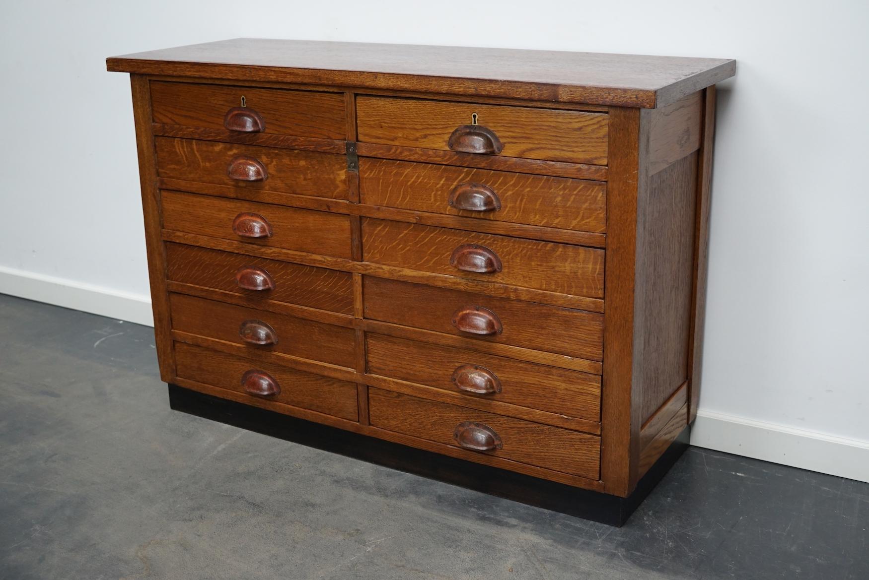 Dutch Industrial Oak Apothecary Cabinet, Mid-20th Century 7