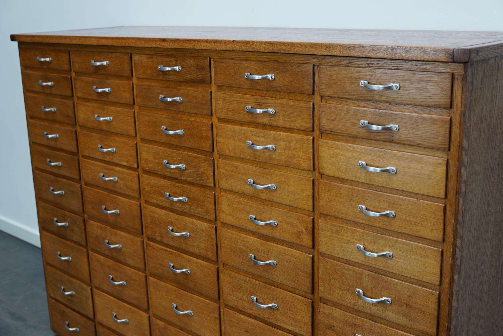 Dutch Industrial Oak Apothecary Cabinet, Mid-20th Century For Sale 9