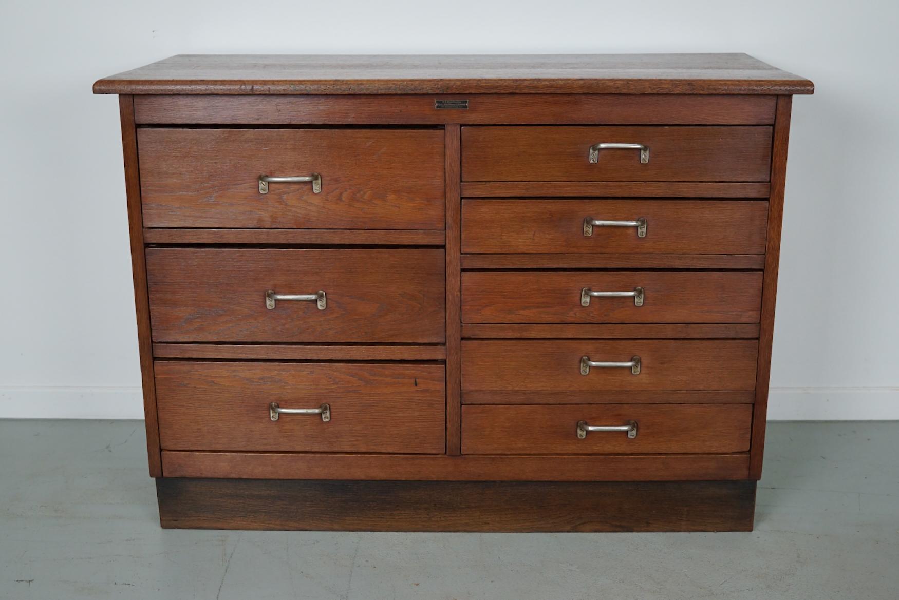 Dutch Industrial Oak Apothecary Cabinet, Mid-20th Century For Sale 14