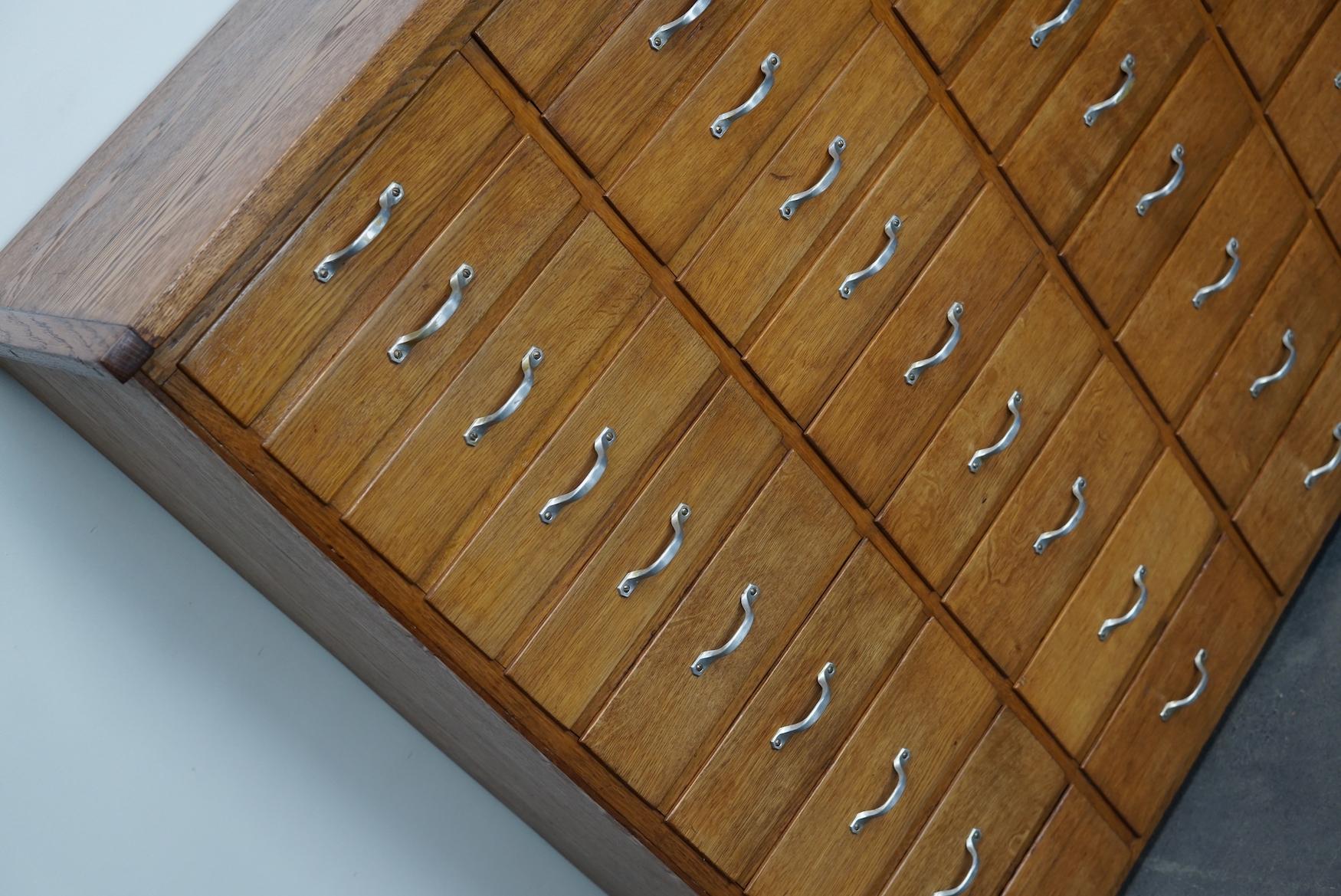 Dutch Industrial Oak Apothecary Cabinet, Mid-20th Century For Sale 1
