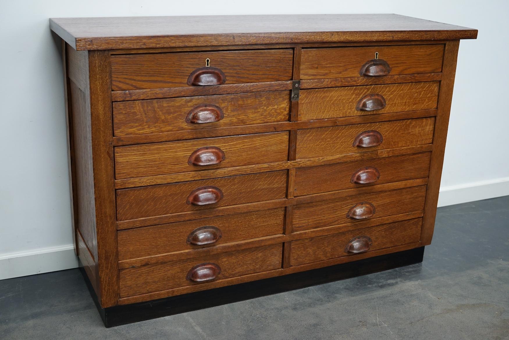 Dutch Industrial Oak Apothecary Cabinet, Mid-20th Century 4