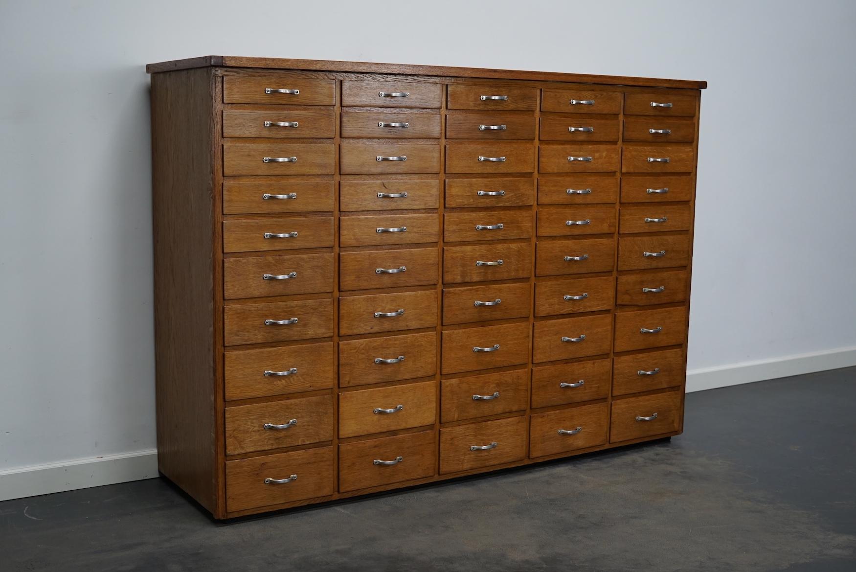 Dutch Industrial Oak Apothecary Cabinet, Mid-20th Century For Sale 3