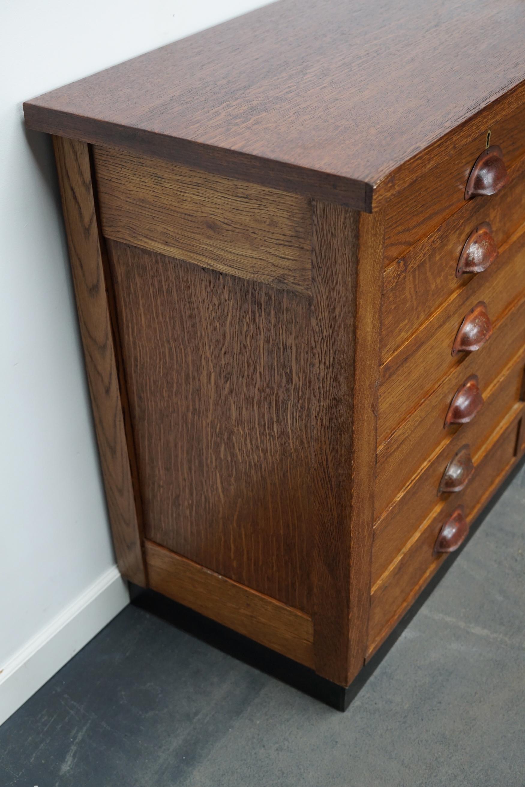 Dutch Industrial Oak Apothecary Cabinet, Mid-20th Century 6