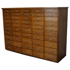 Dutch Industrial Oak Apothecary Cabinet, Mid-20th Century