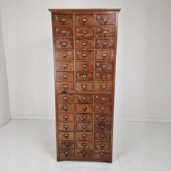Dutch Industrial Oak Filling Apothecary or Archive Cabinet, Early 20th Century