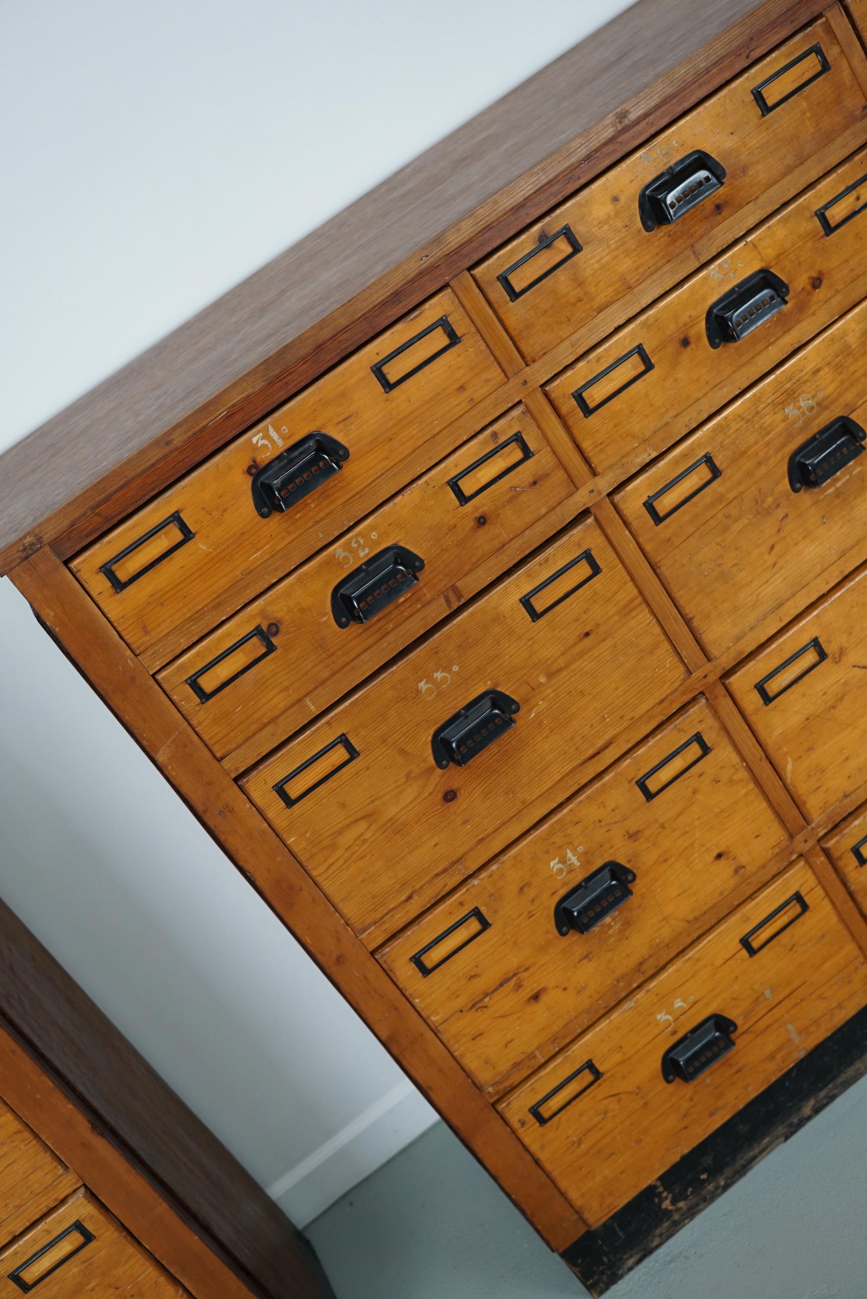 Dutch Industrial Pine Apothecary / Workshop Cabinet, circa 1930s For Sale 7