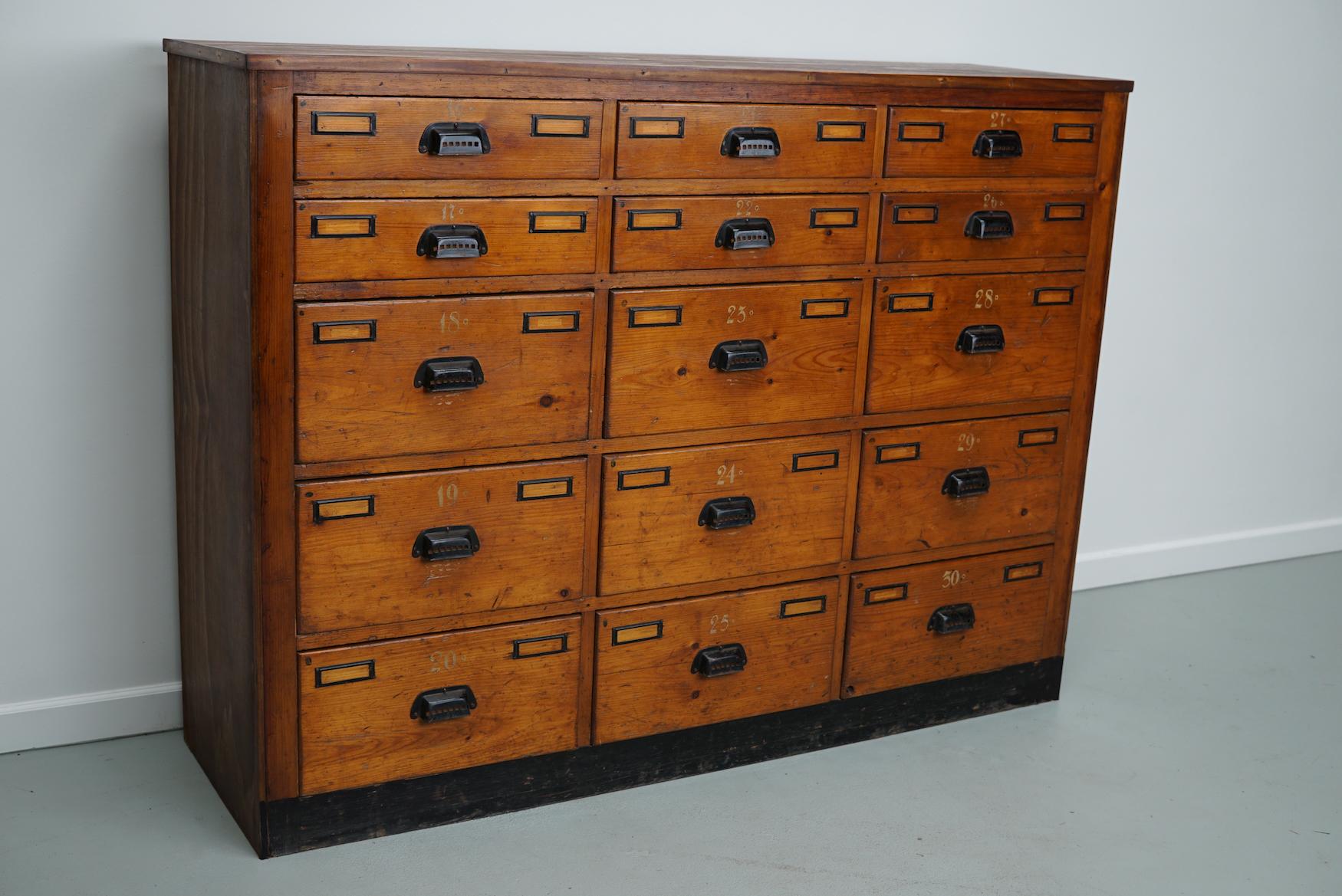 Dutch Industrial Pine Apothecary / Workshop Cabinet, circa 1930s 9