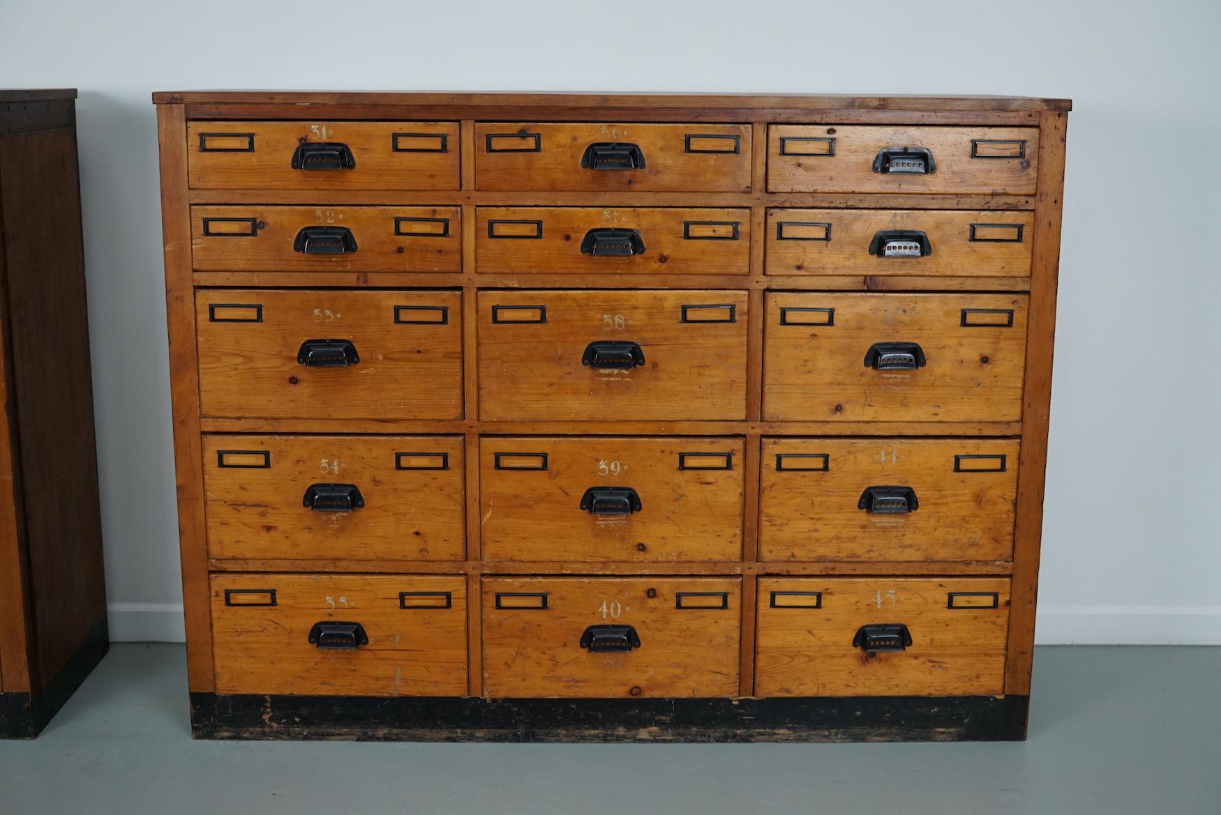 Dutch Industrial Pine Apothecary / Workshop Cabinet, circa 1930s For Sale 11