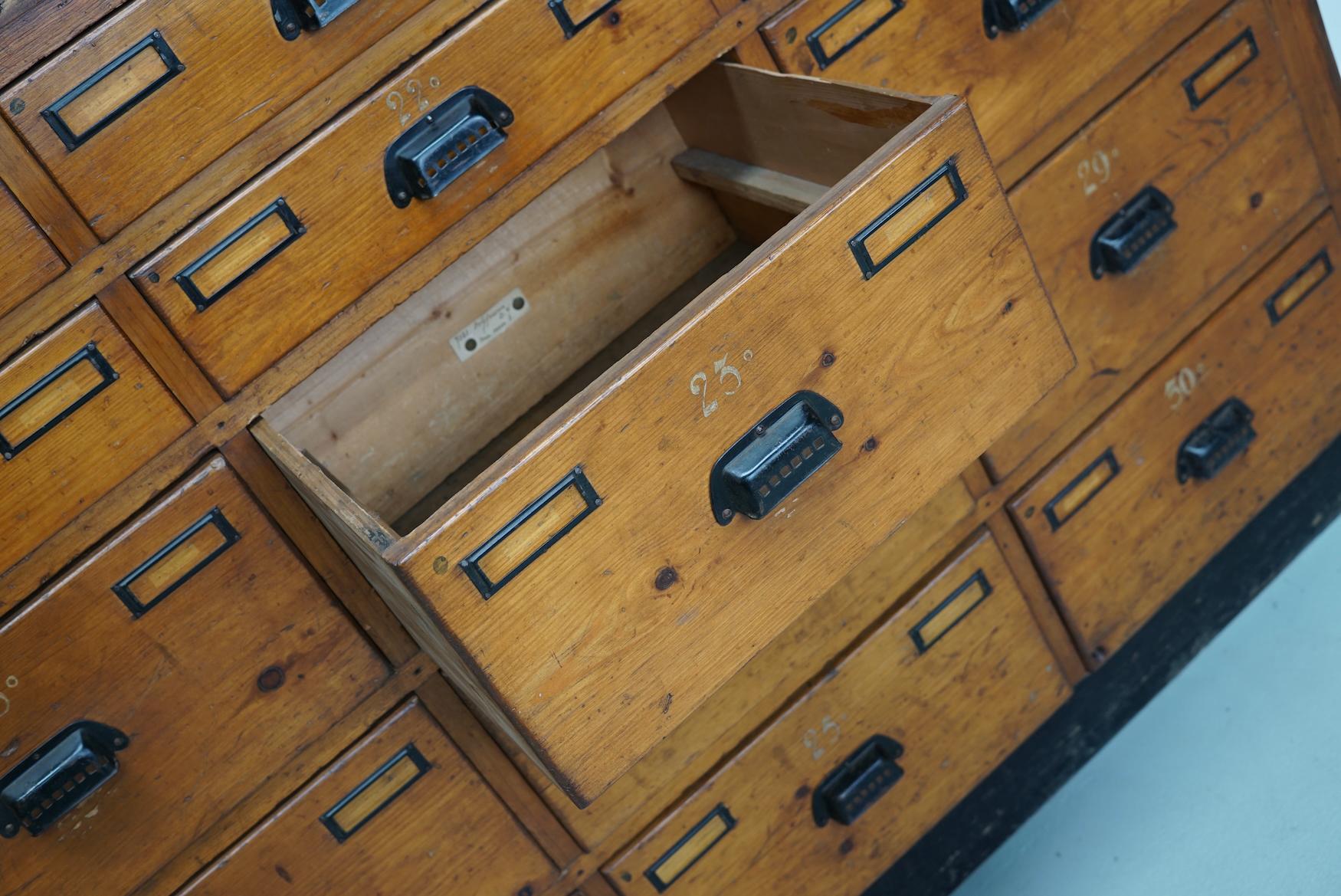 Dutch Industrial Pine Apothecary / Workshop Cabinet, circa 1930s 12