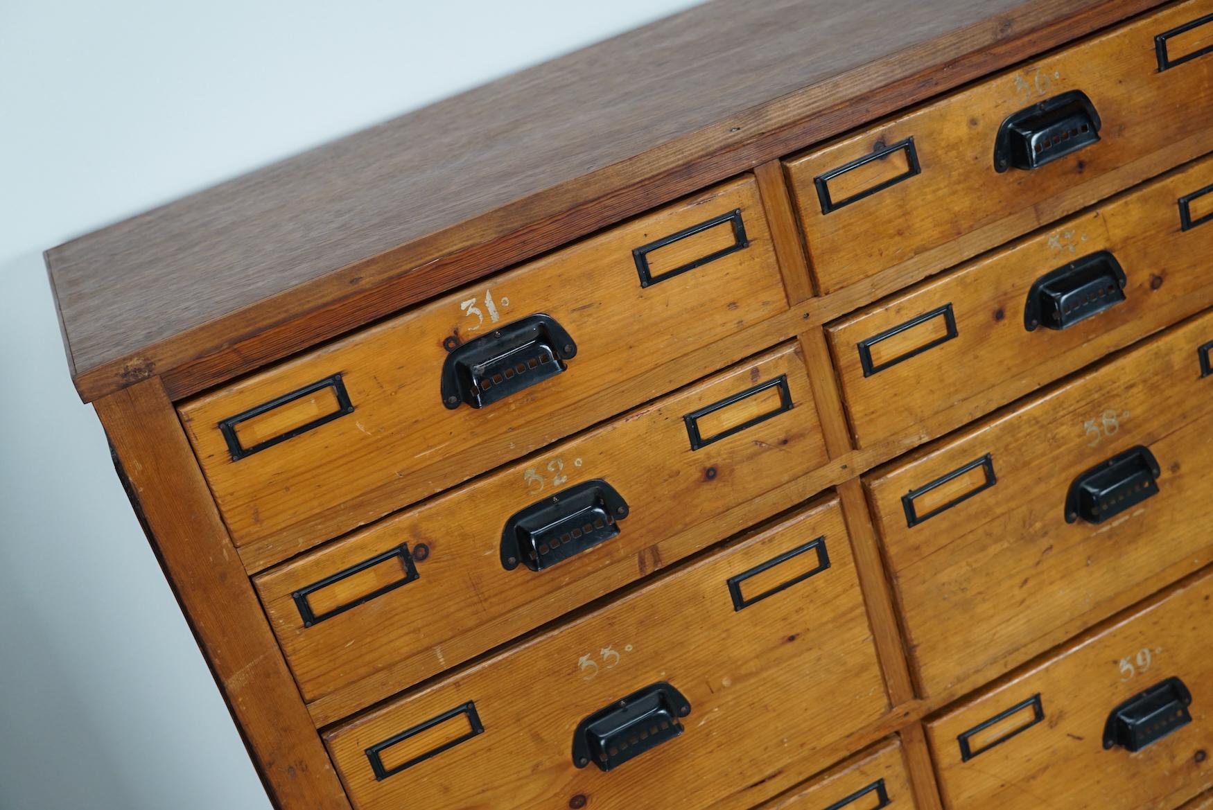 Dutch Industrial Pine Apothecary / Workshop Cabinet, circa 1930s For Sale 12