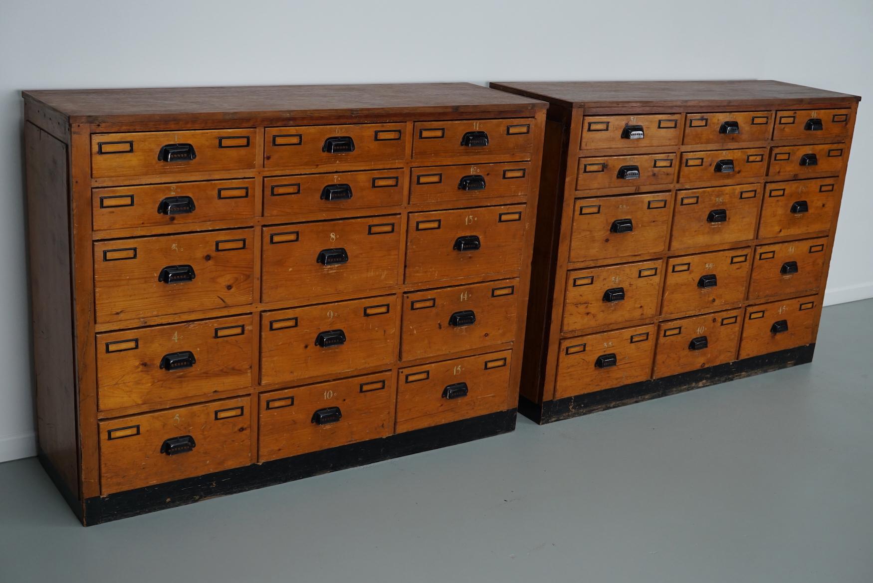 Dutch Industrial Pine Apothecary / Workshop Cabinet, circa 1930s For Sale 13