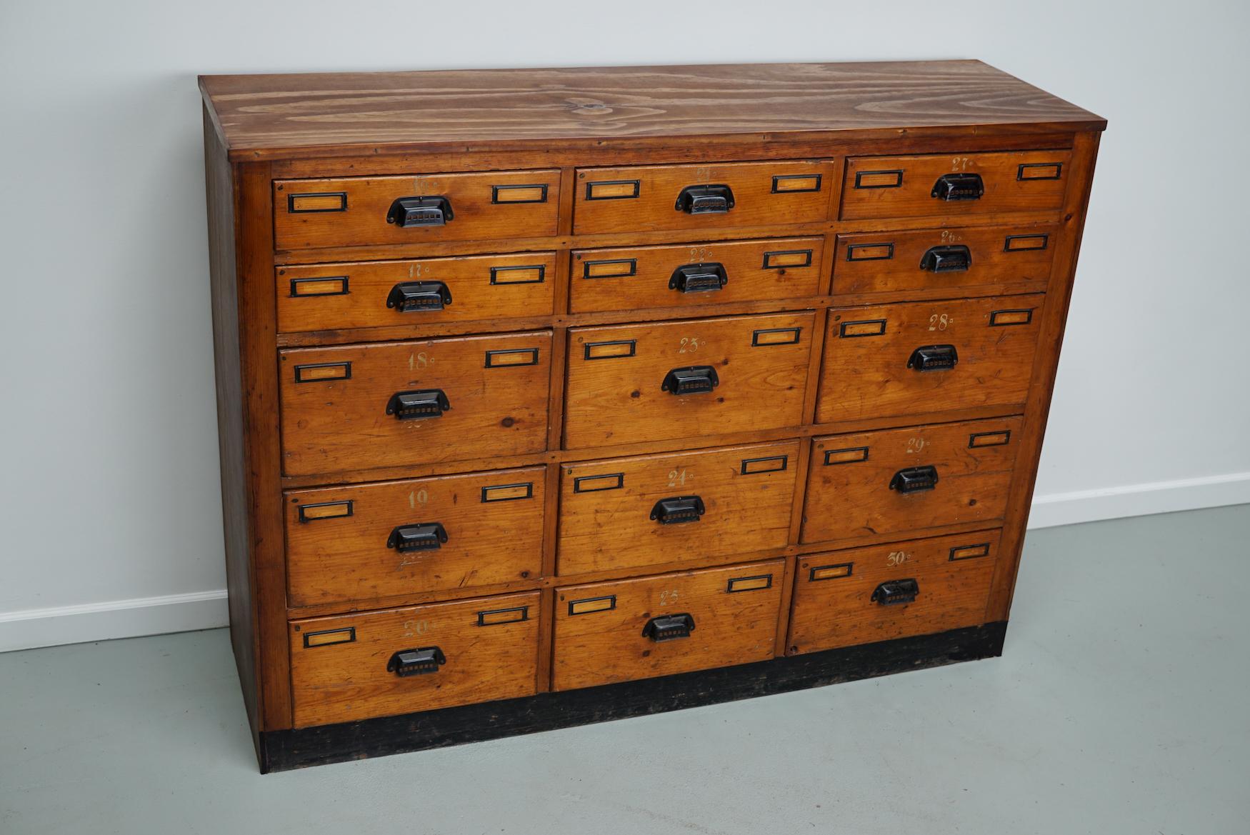 Dutch Industrial Pine Apothecary / Workshop Cabinet, circa 1930s 15