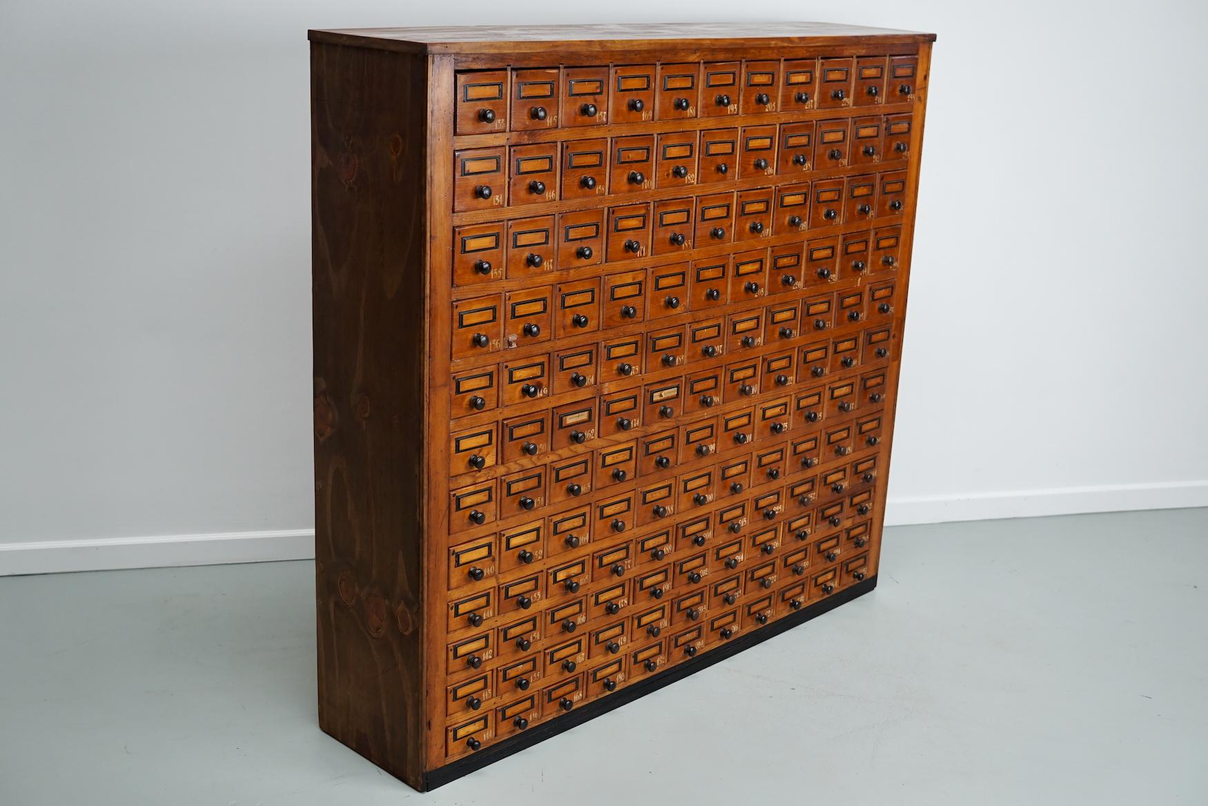 Mid-20th Century Dutch Industrial Pine Apothecary / Workshop Cabinet, circa 1930s