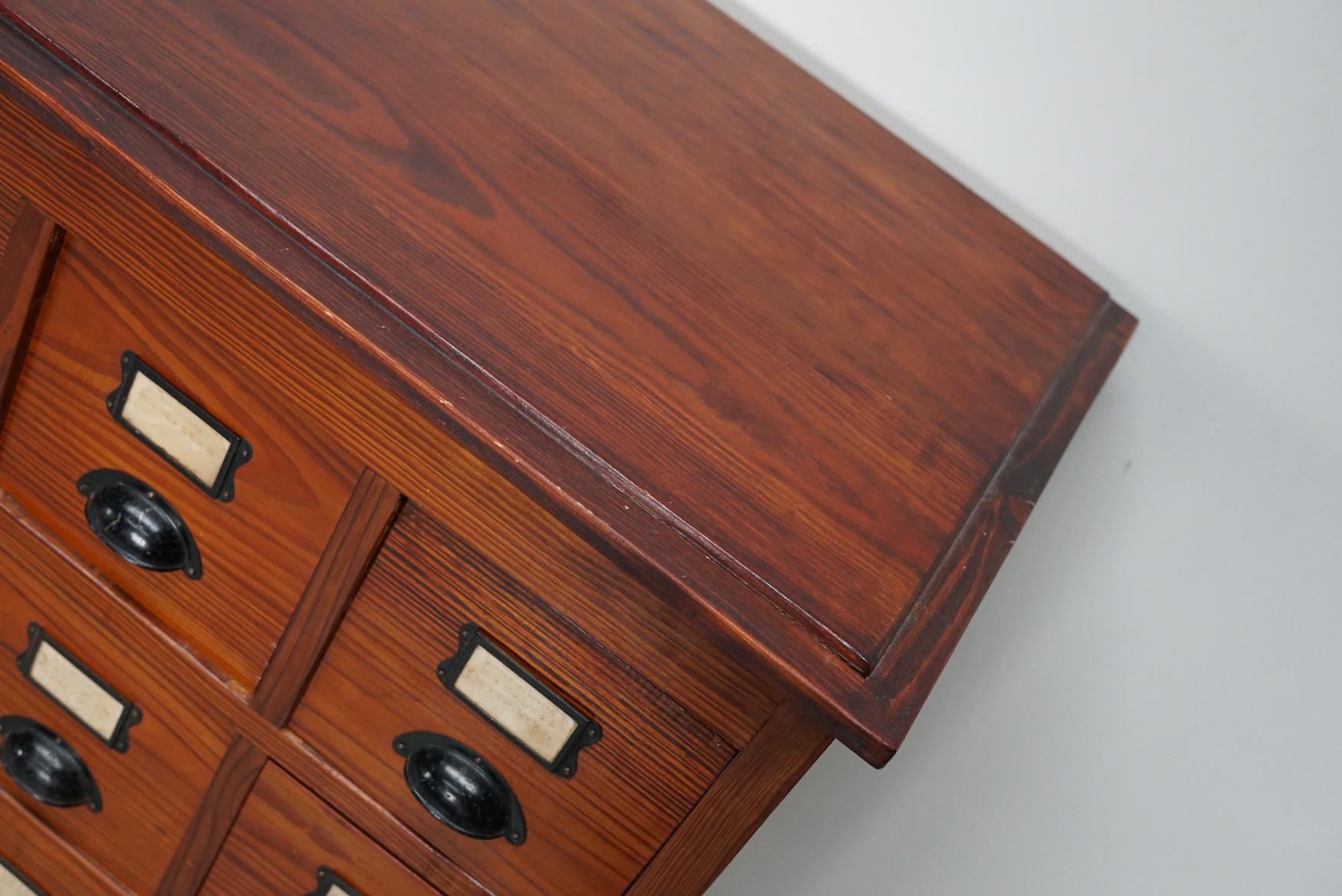 Mid-20th Century Dutch Industrial Pine Apothecary / Workshop Cabinet, circa 1930s