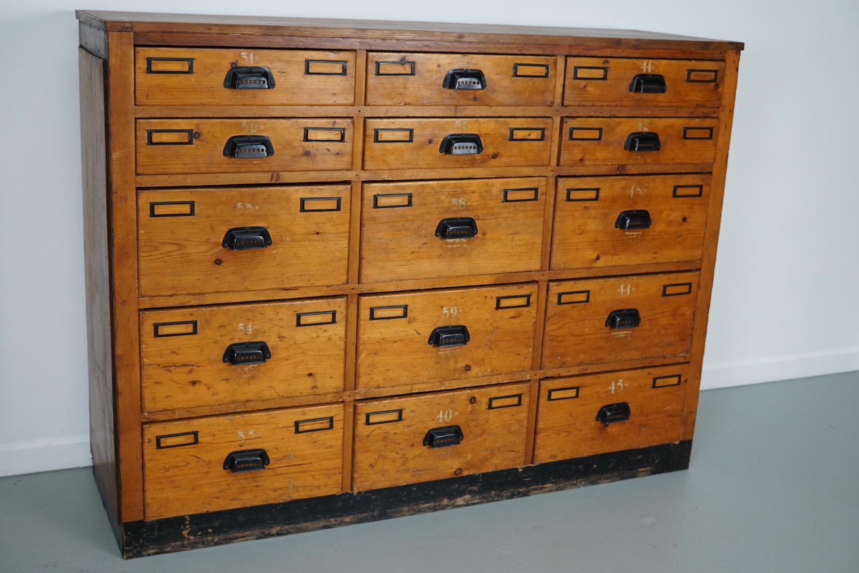Dutch Industrial Pine Apothecary / Workshop Cabinet, circa 1930s For Sale 1