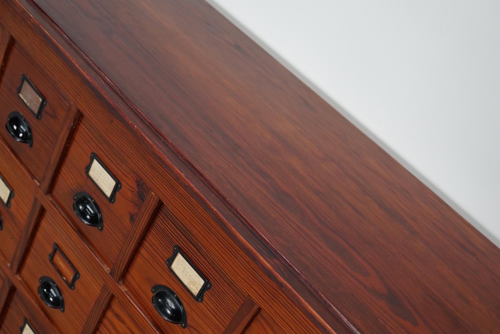 Dutch Industrial Pine Apothecary / Workshop Cabinet, circa 1930s 1