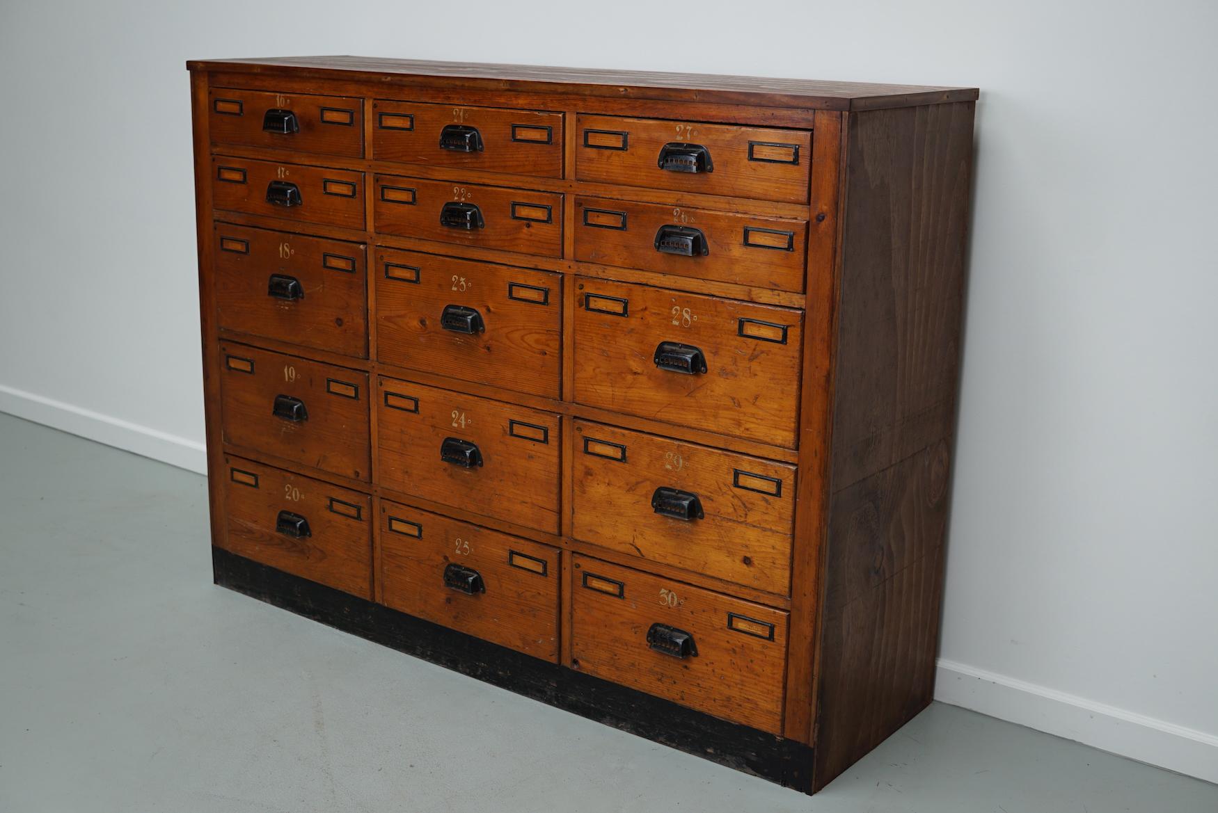 Dutch Industrial Pine Apothecary / Workshop Cabinet, circa 1930s 2