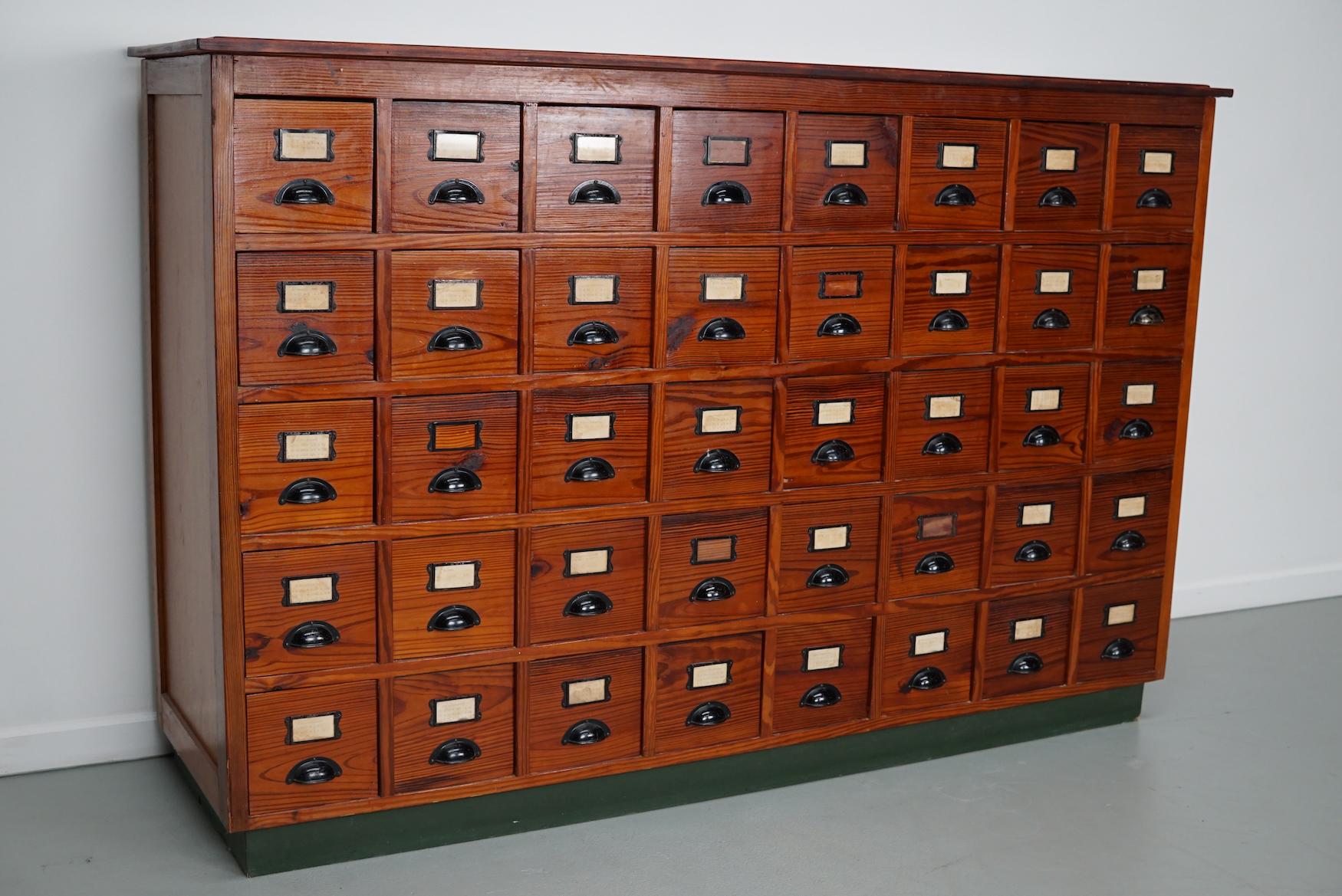 Dutch Industrial Pine Apothecary / Workshop Cabinet, circa 1930s 3