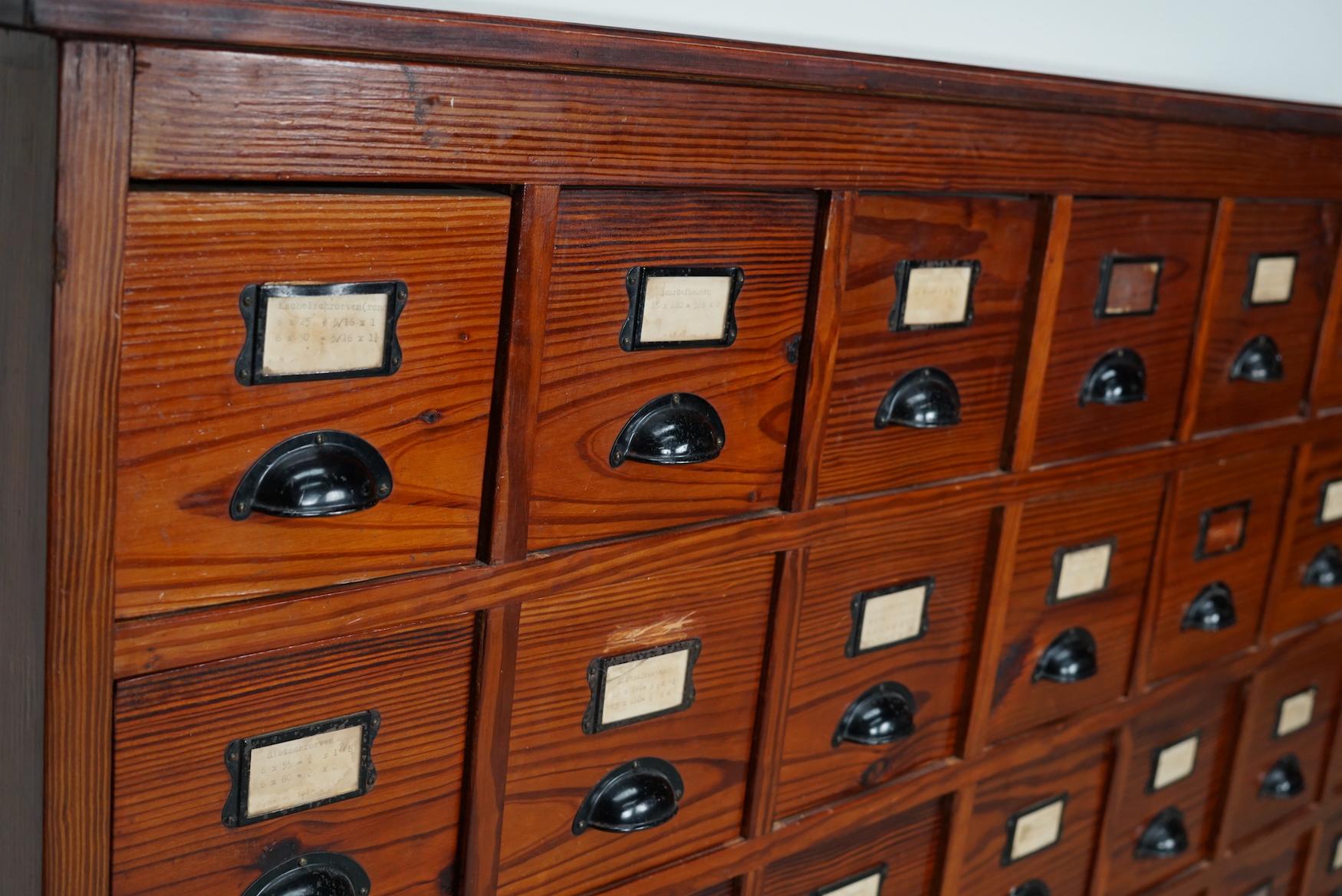 Dutch Industrial Pine Apothecary / Workshop Cabinet, circa 1930s 4