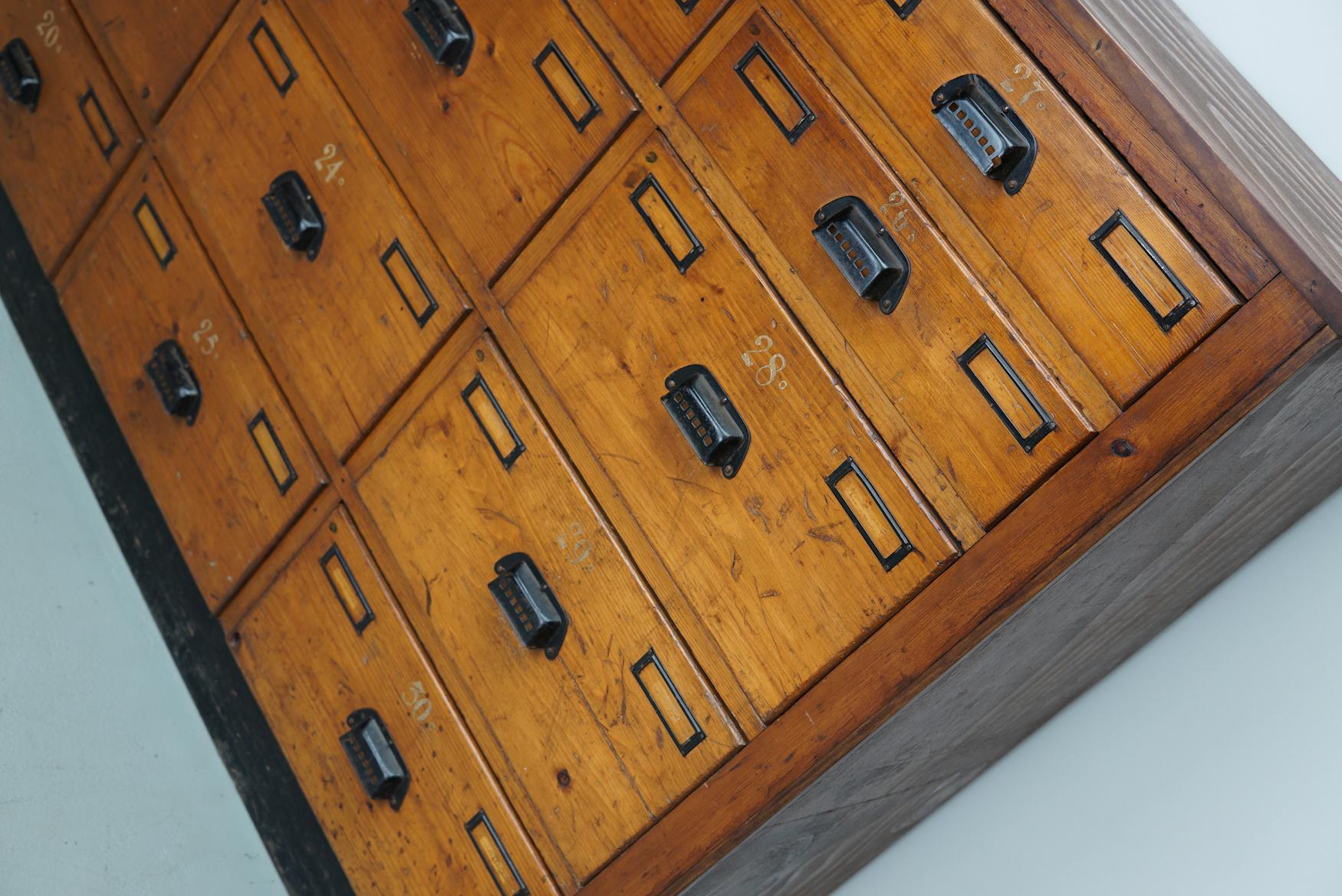 Dutch Industrial Pine Apothecary / Workshop Cabinet, circa 1930s 5