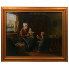 “Dutch Interior” Genre Scene Painting by John H. Henrici