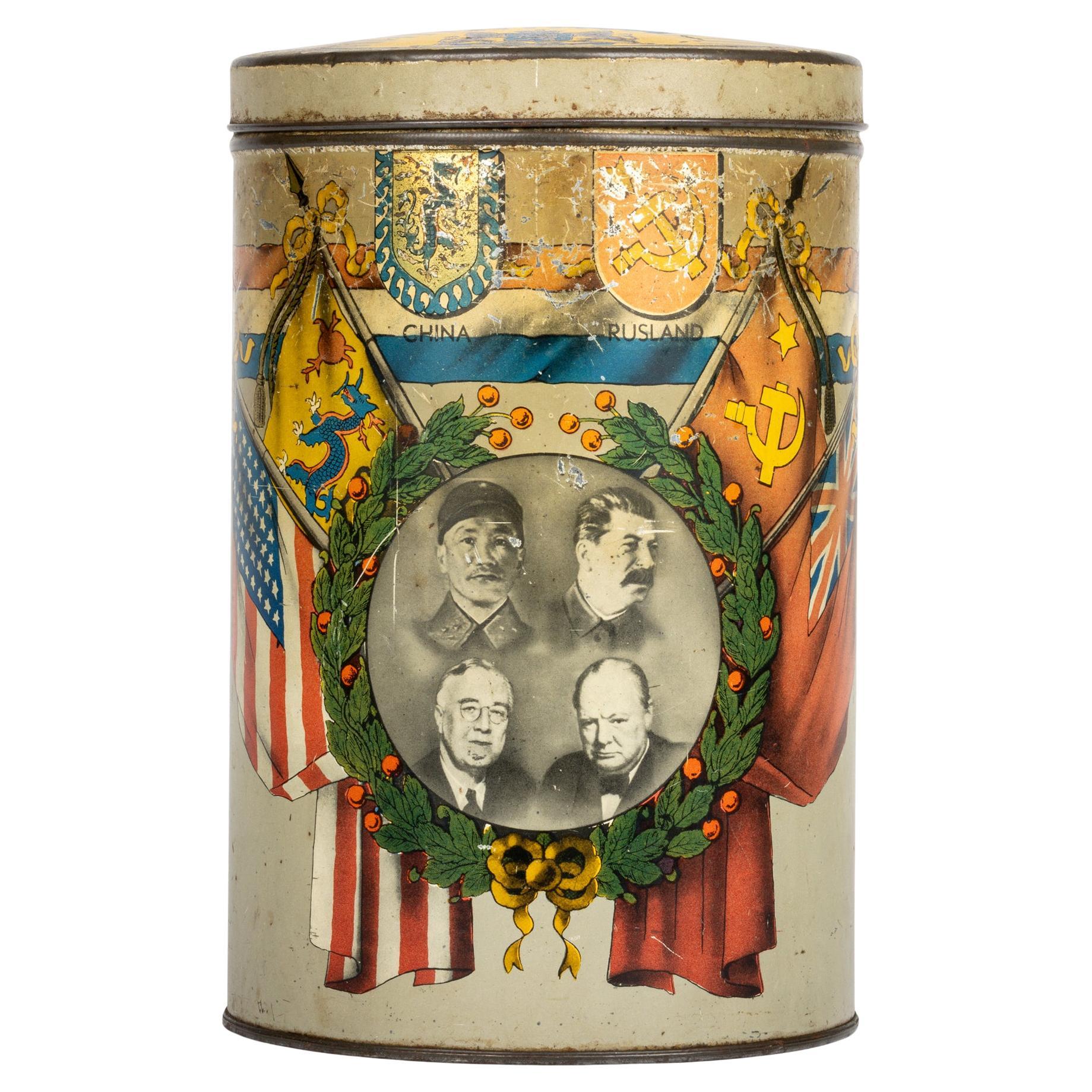 Dutch Je Maintiendrai World War Two Peace Biscuit Tin For Sale