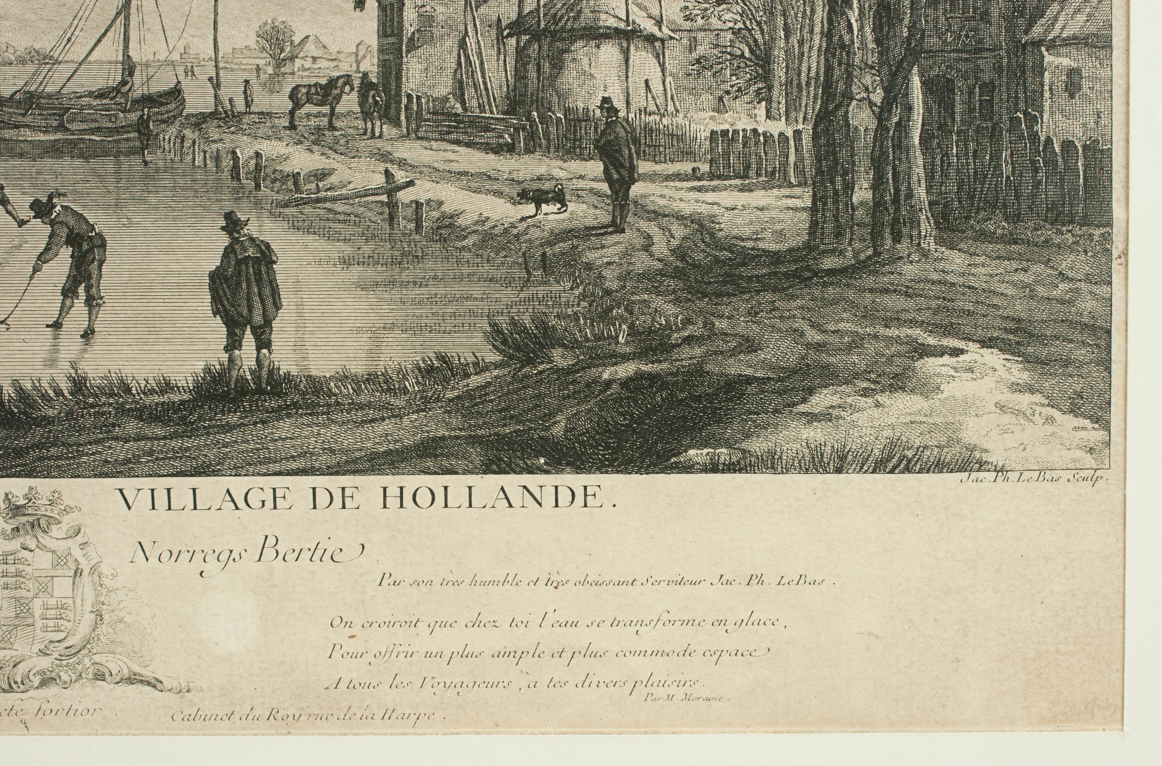 Dutch Kolf Print, Vuë De Santvliet Village De Hollande, Golf Engraving For Sale 4