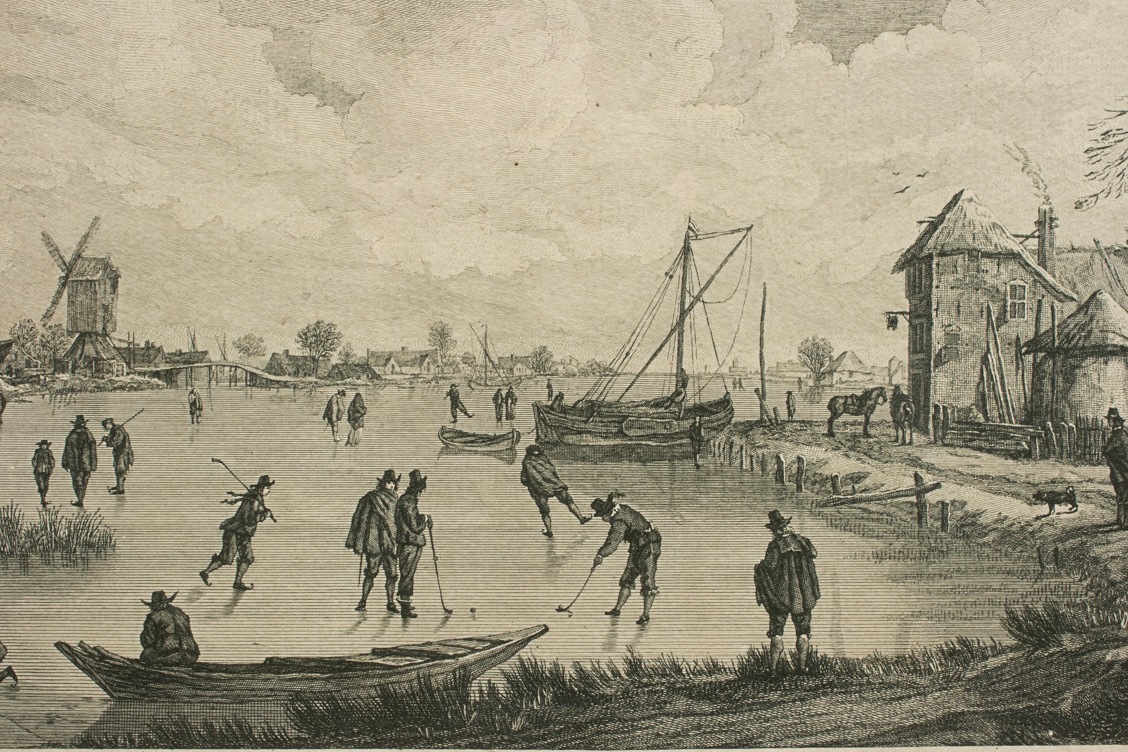 Dutch Kolf Print, Vuë De Santvliet Village De Hollande, Golf Engraving For Sale 6