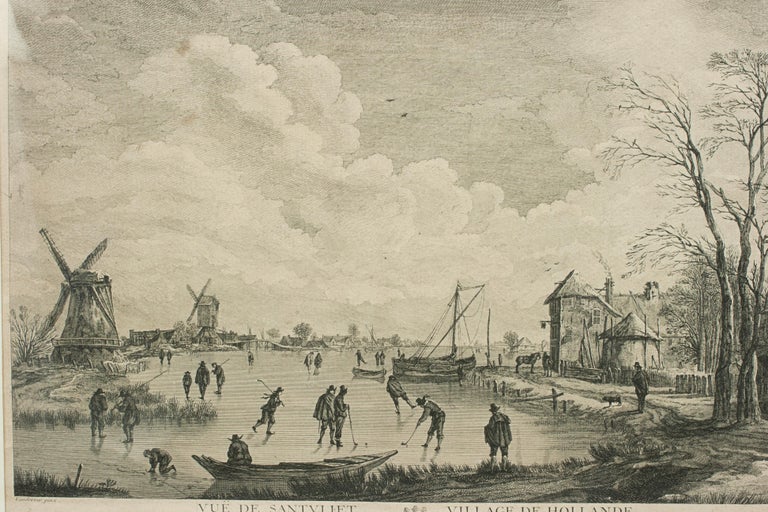 Dutch Kolf Print, Vuë De Santvliet Village De Hollande, Golf Engraving ...