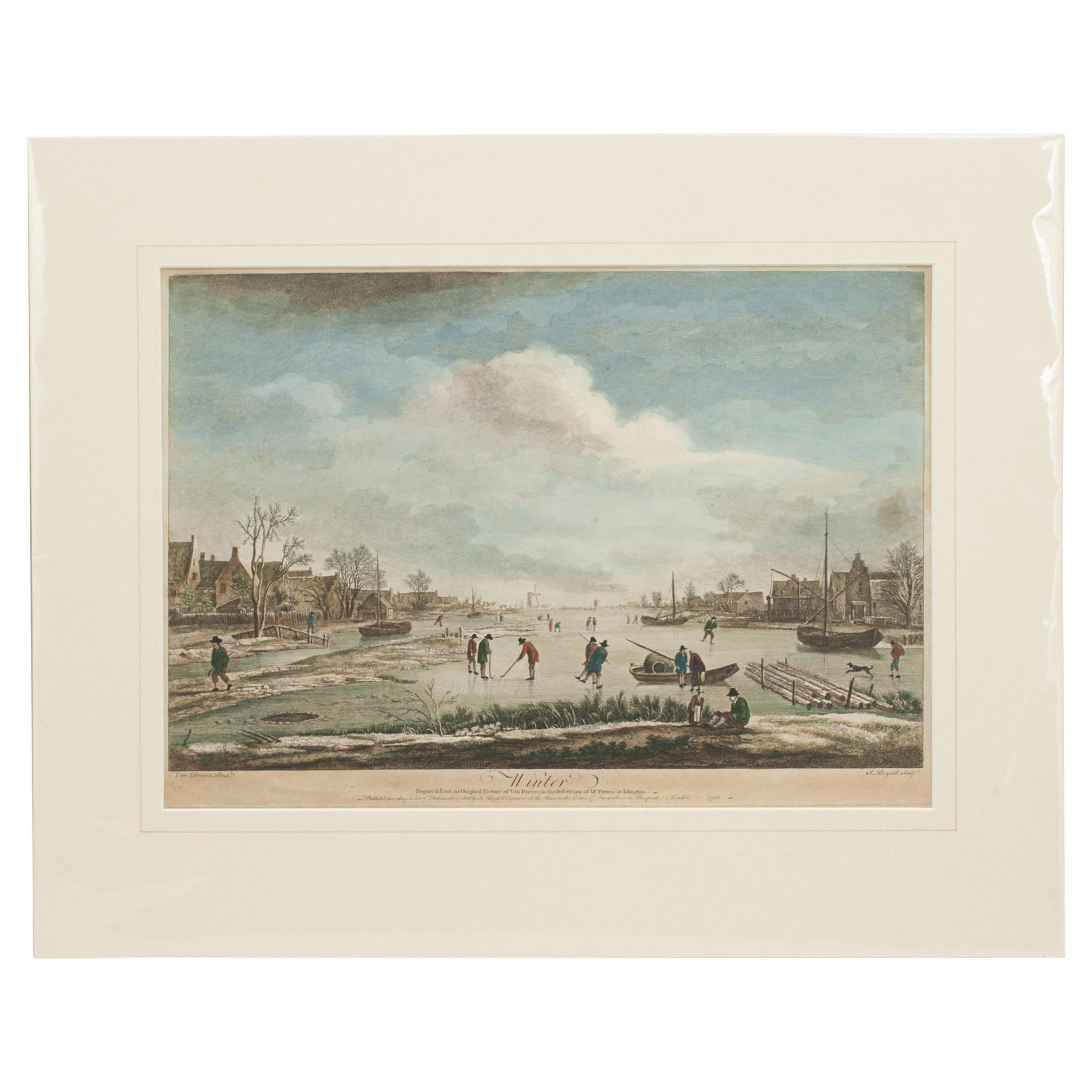 Dutch Kolf Print, Winter, Golf Engraving