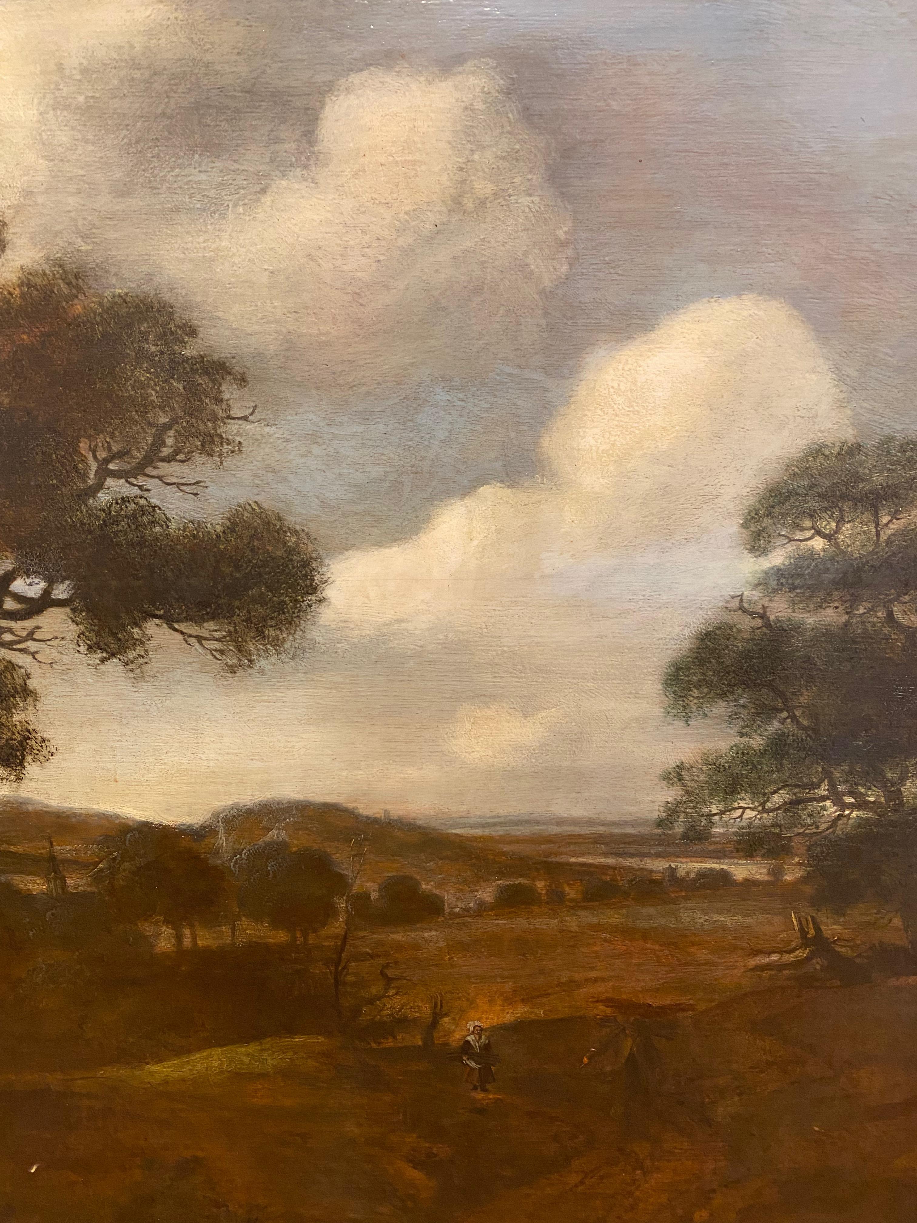 Louis XV Dutch Landscape, Follower of Jacob van Ruisdael, Indistinctly Signed, Ca. 1720 For Sale