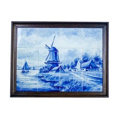 Vintage Dutch Landscape Made of Ceramic Tiles, Faience from Delft, circa 1960