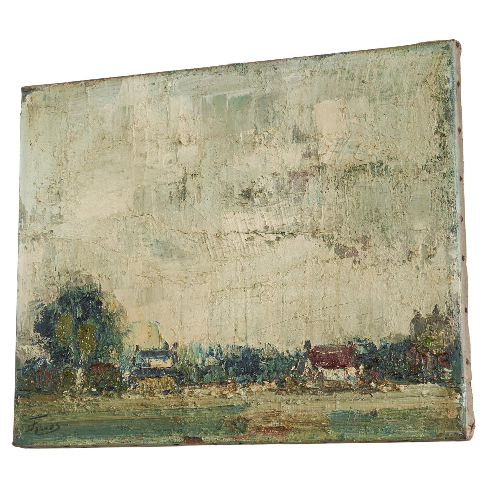 Dutch Landscape Oil on Canvas 1940s For Sale