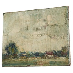 Antique Dutch Landscape Oil on Canvas 1940s