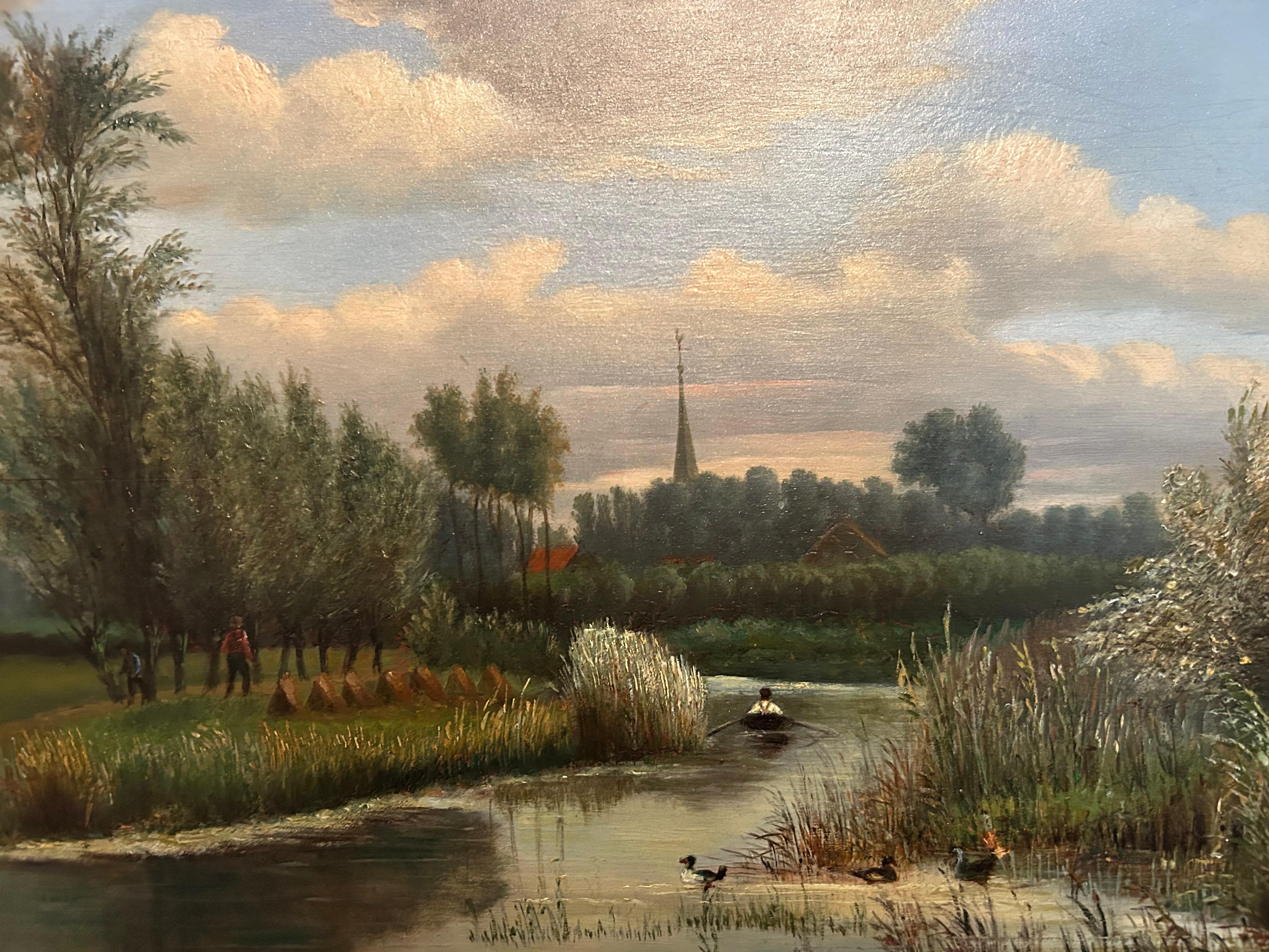 Questo è uno splendido paesaggio dipinto dal noto pittore olandese Johan Diderik Cornelis Veltens, 1814-1891. Olio su tavola intitolato 