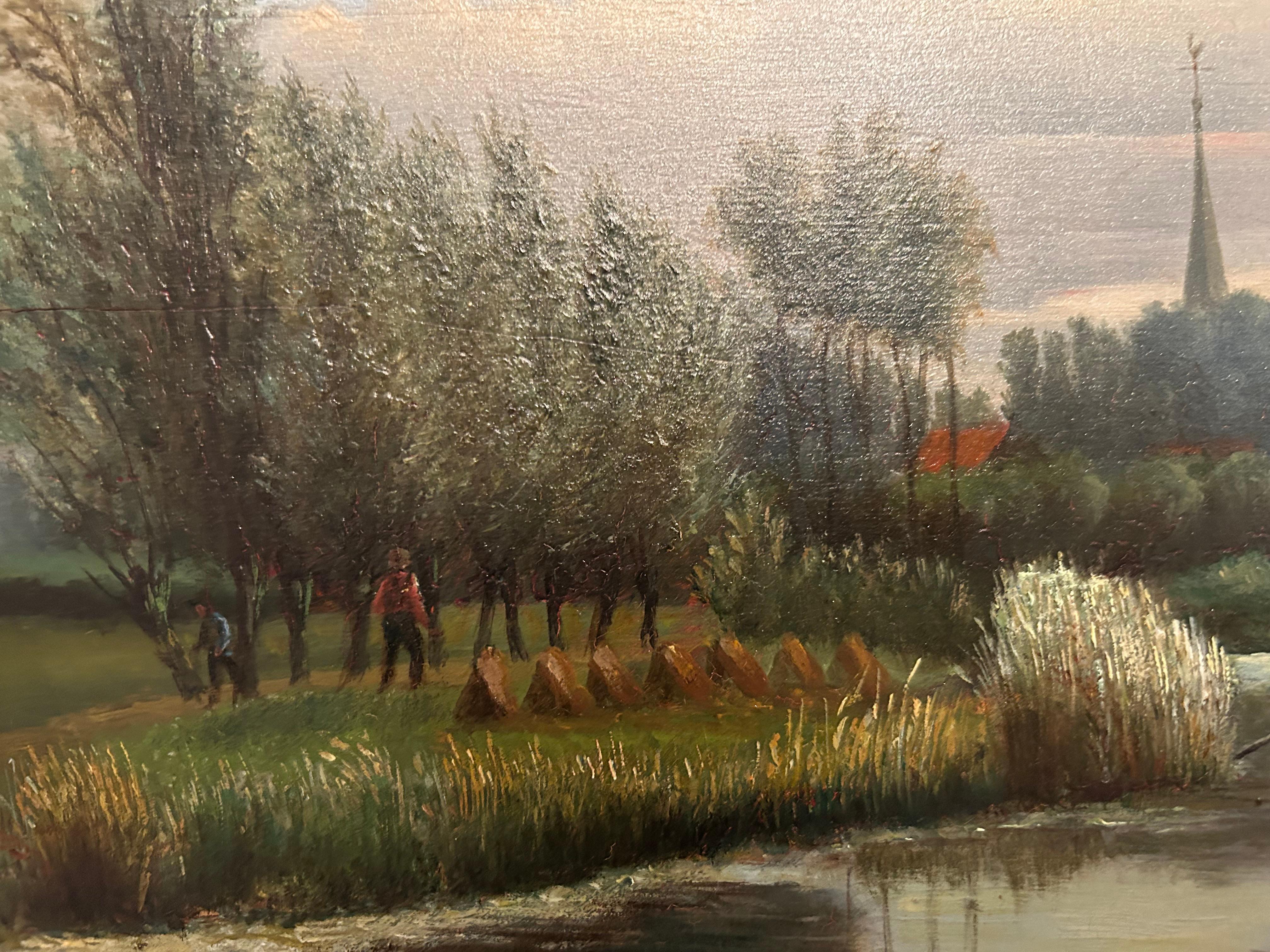 Romantico Pittura di paesaggio olandese, Johan Veltens, 1814-1891 in vendita