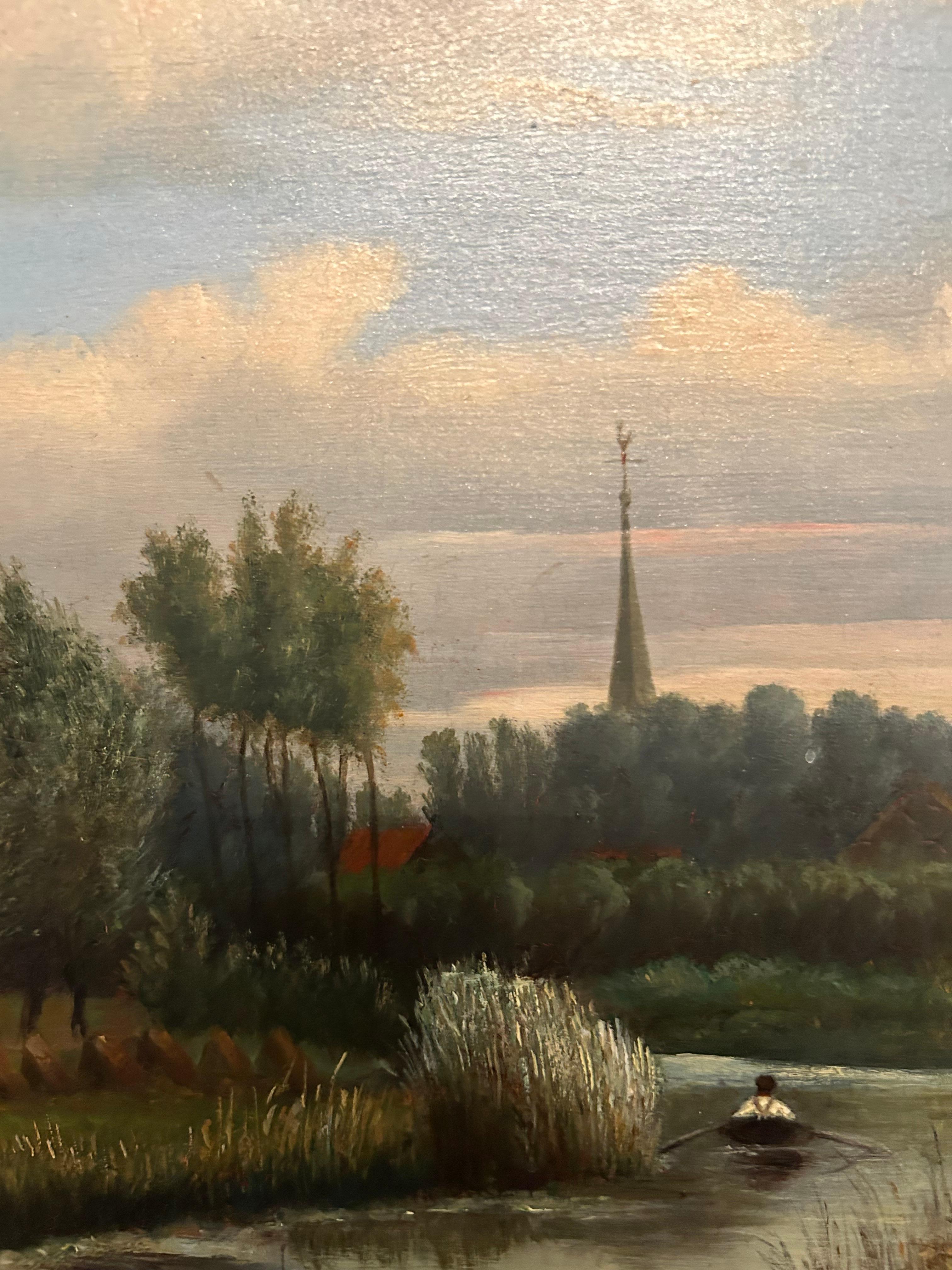 Dipinto Pittura di paesaggio olandese, Johan Veltens, 1814-1891 in vendita