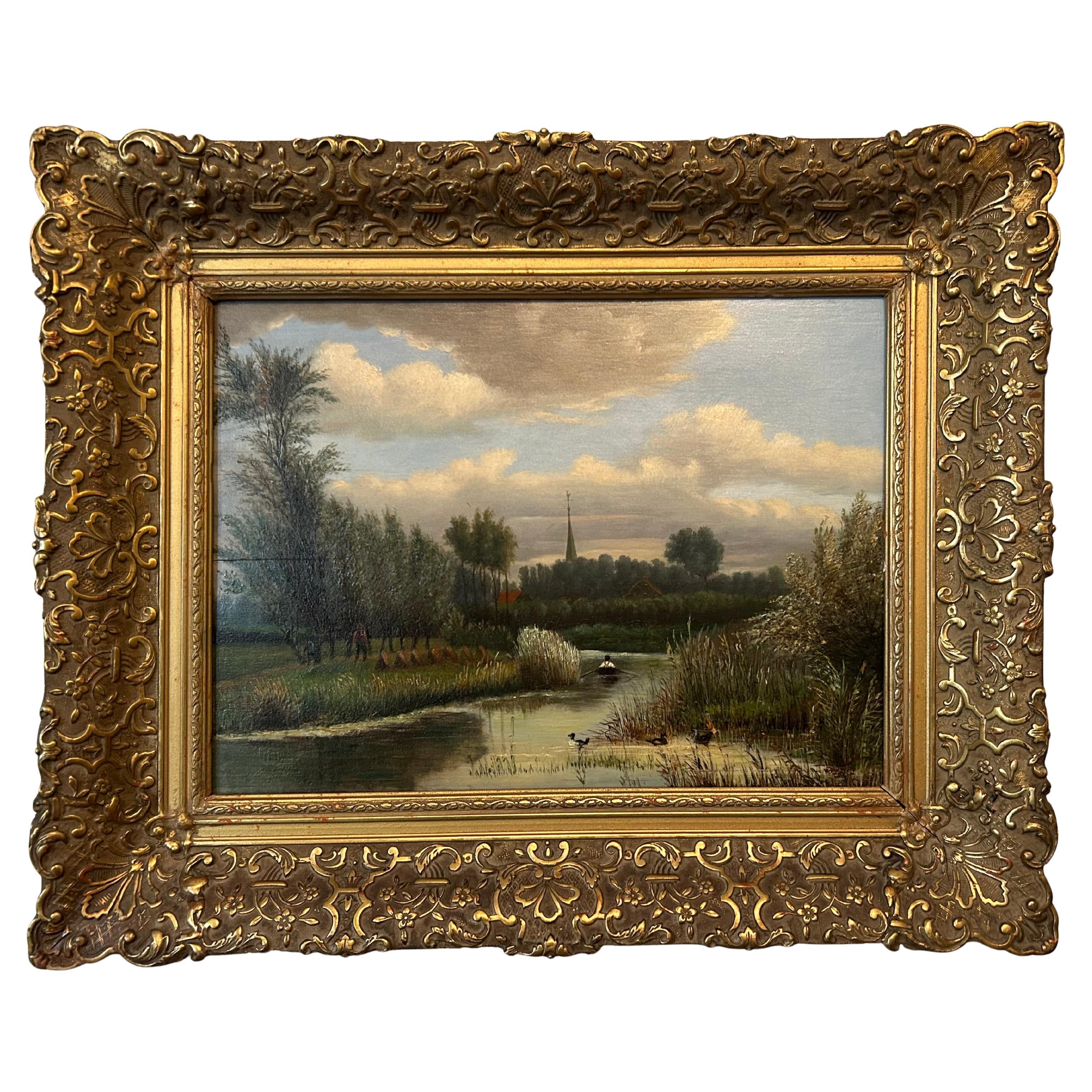 Pittura di paesaggio olandese, Johan Veltens, 1814-1891