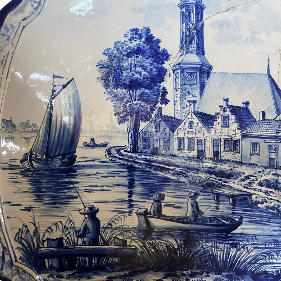 19th Century Dutch Landscape Plaque For Sale