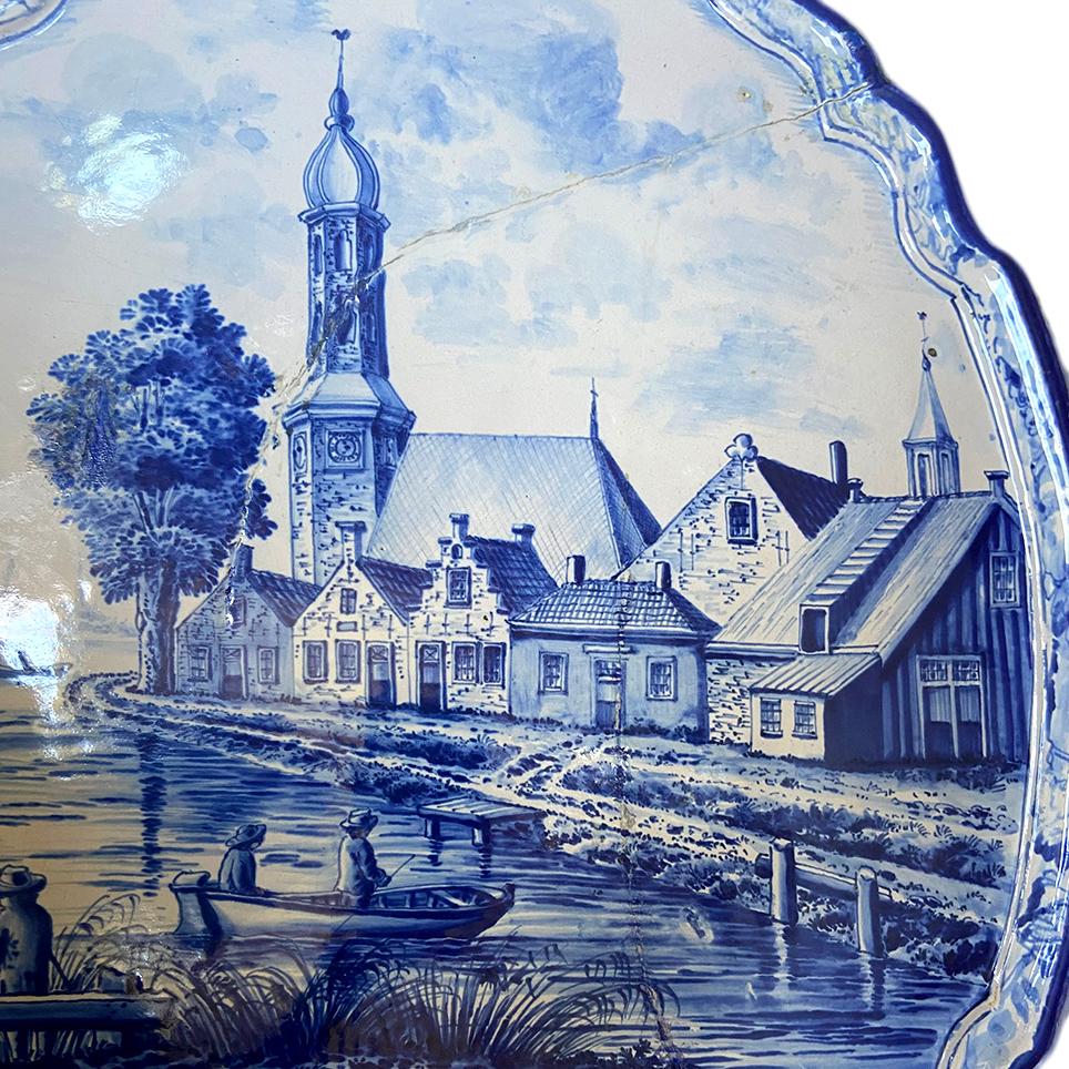 Porcelain Dutch Landscape Plaque For Sale