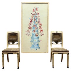 Dutch, Large Framed Tulip Vase Painting Delft