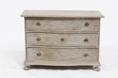 Dutch Late 18th Century Painted Pine Three-Drawer Bombé Chest with Bun Feet