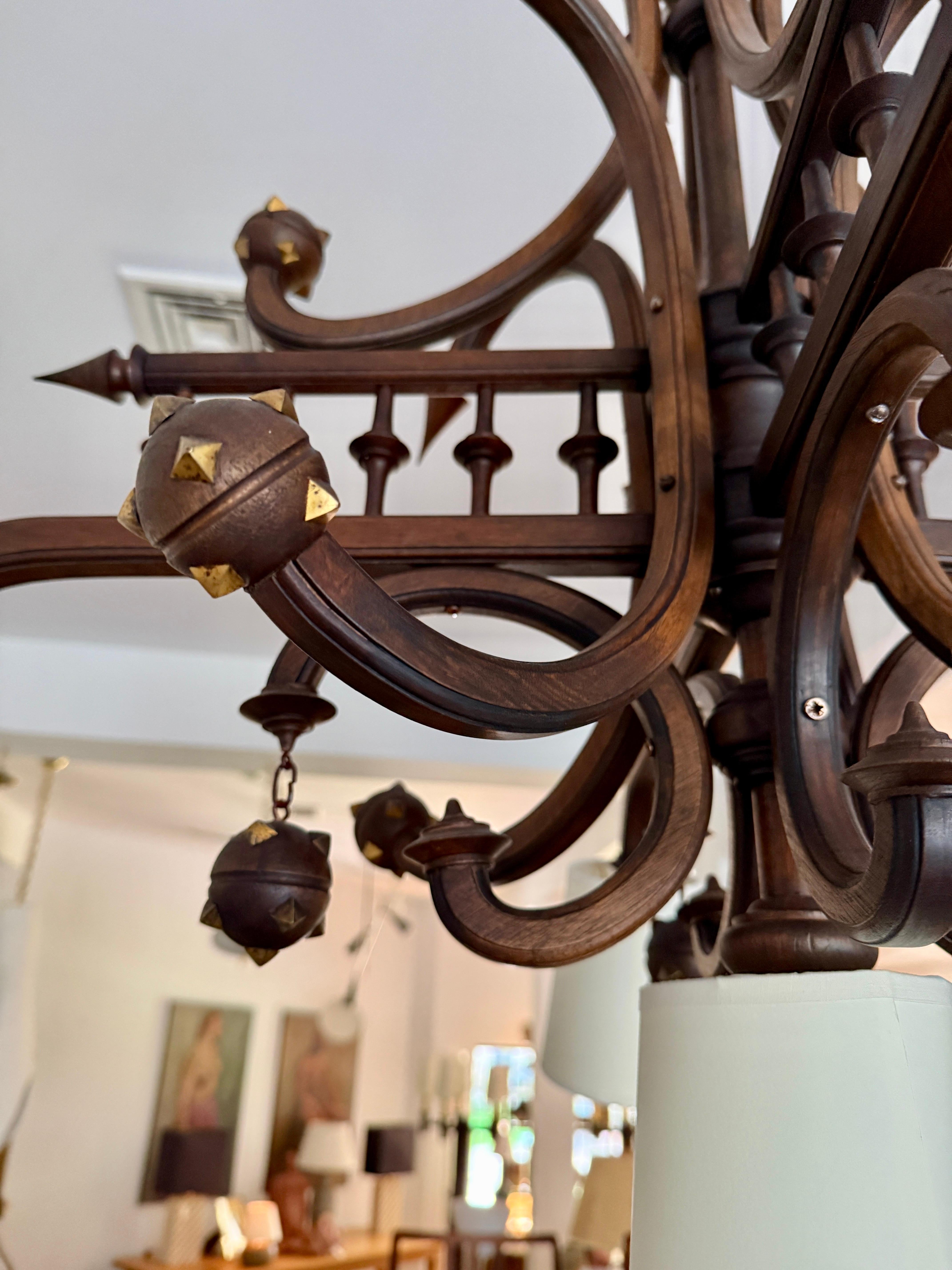 Lampadario olandese in legno intagliato della fine del XIX secolo, a 5 luci in vendita 4