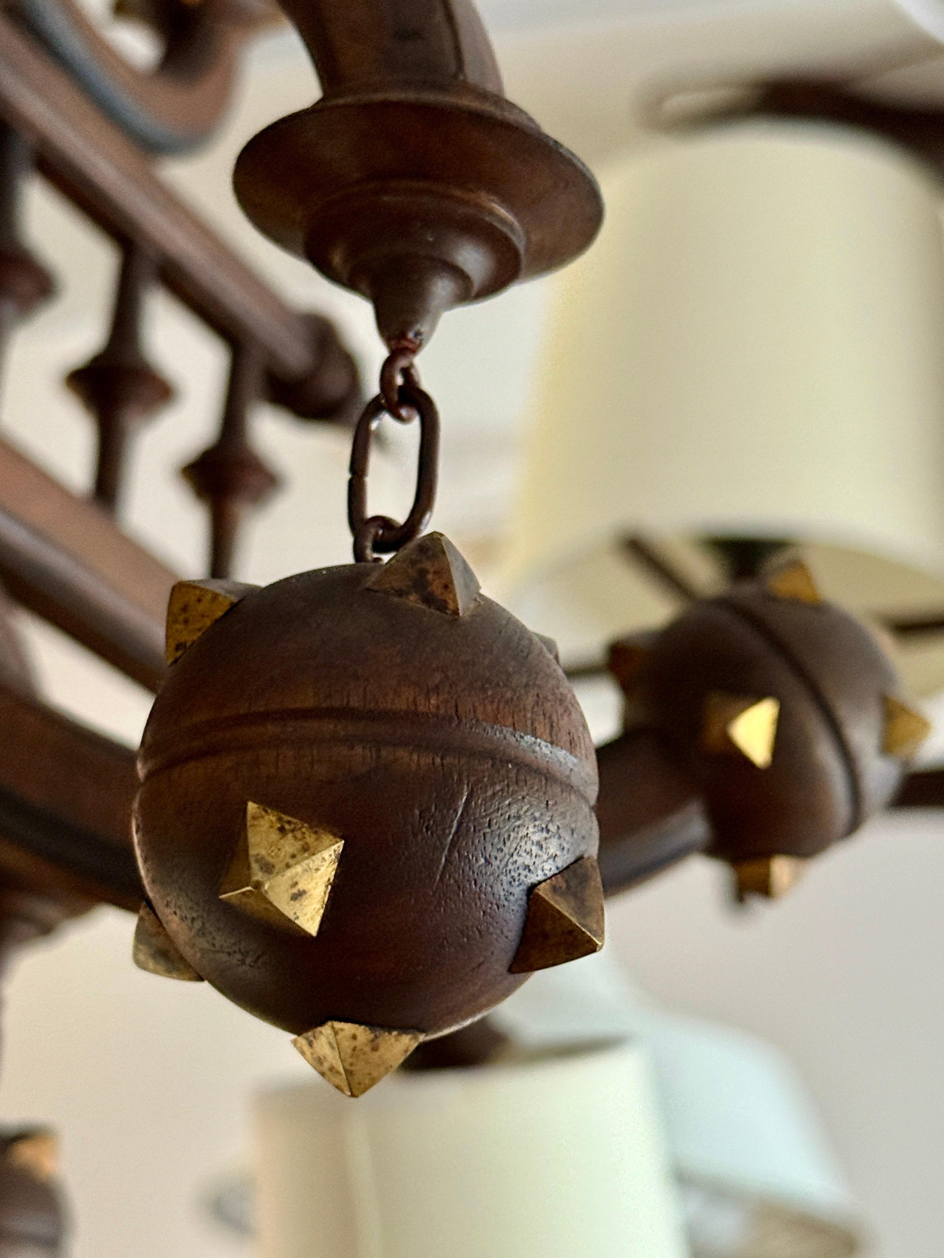 Lampadario olandese in legno intagliato della fine del XIX secolo, a 5 luci in vendita 6
