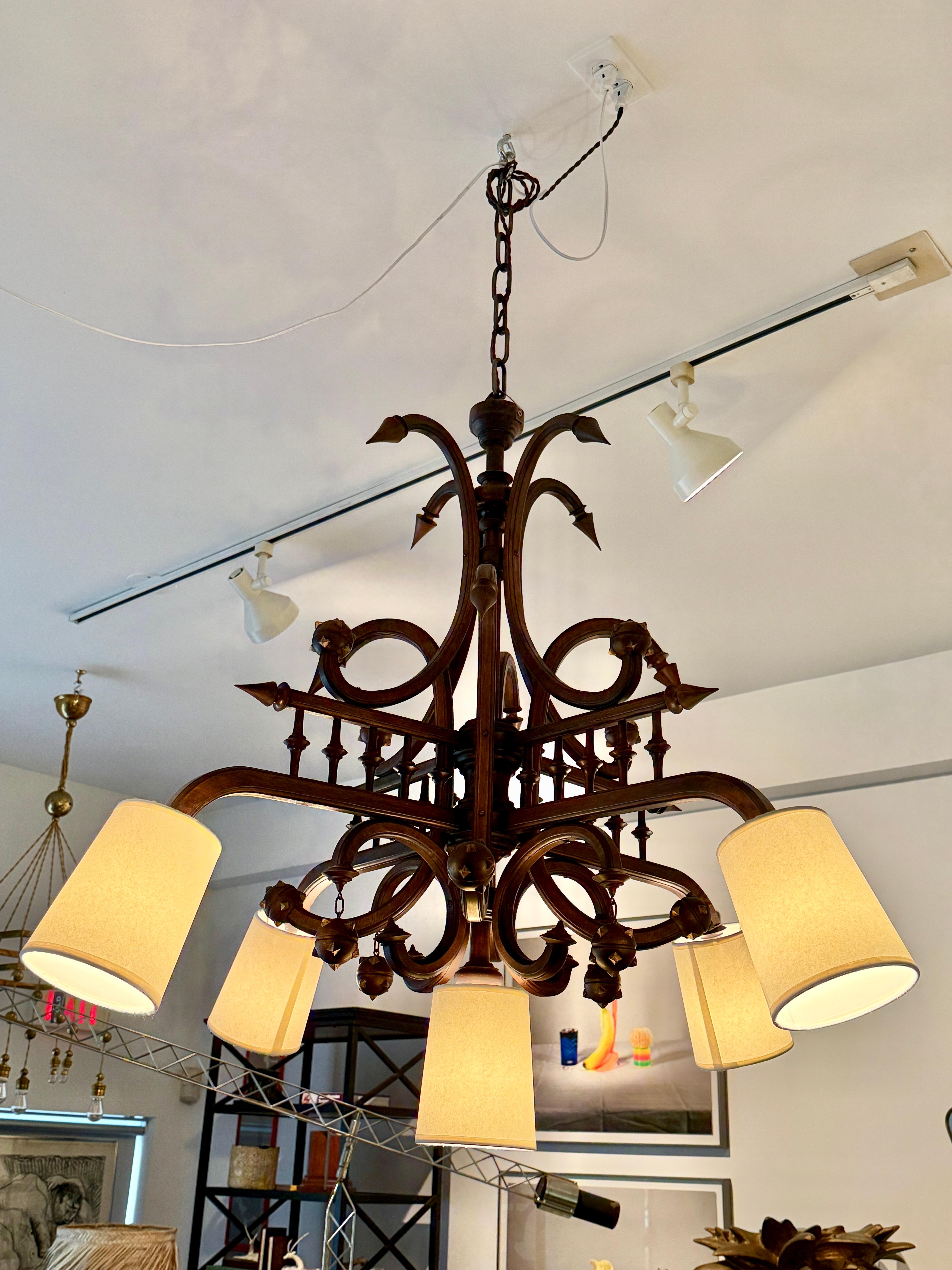 Lampadario olandese in legno intagliato della fine del XIX secolo, a 5 luci in vendita 7