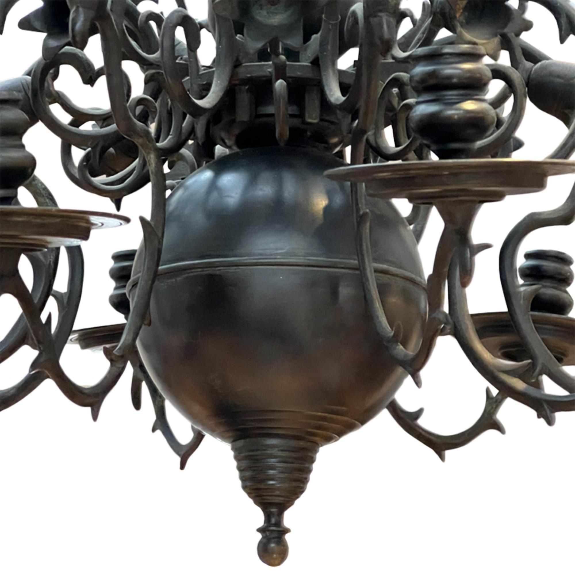 Dutch Late 19th Century Bronze Chandelier In Good Condition In London, GB